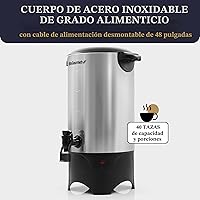 Vista 5 de Elite Gourmet CCM040 - Urna de café de acero inoxidable de 40 tazas, filtro extraíble para una fácil limpieza, dispensador bidireccional con asas