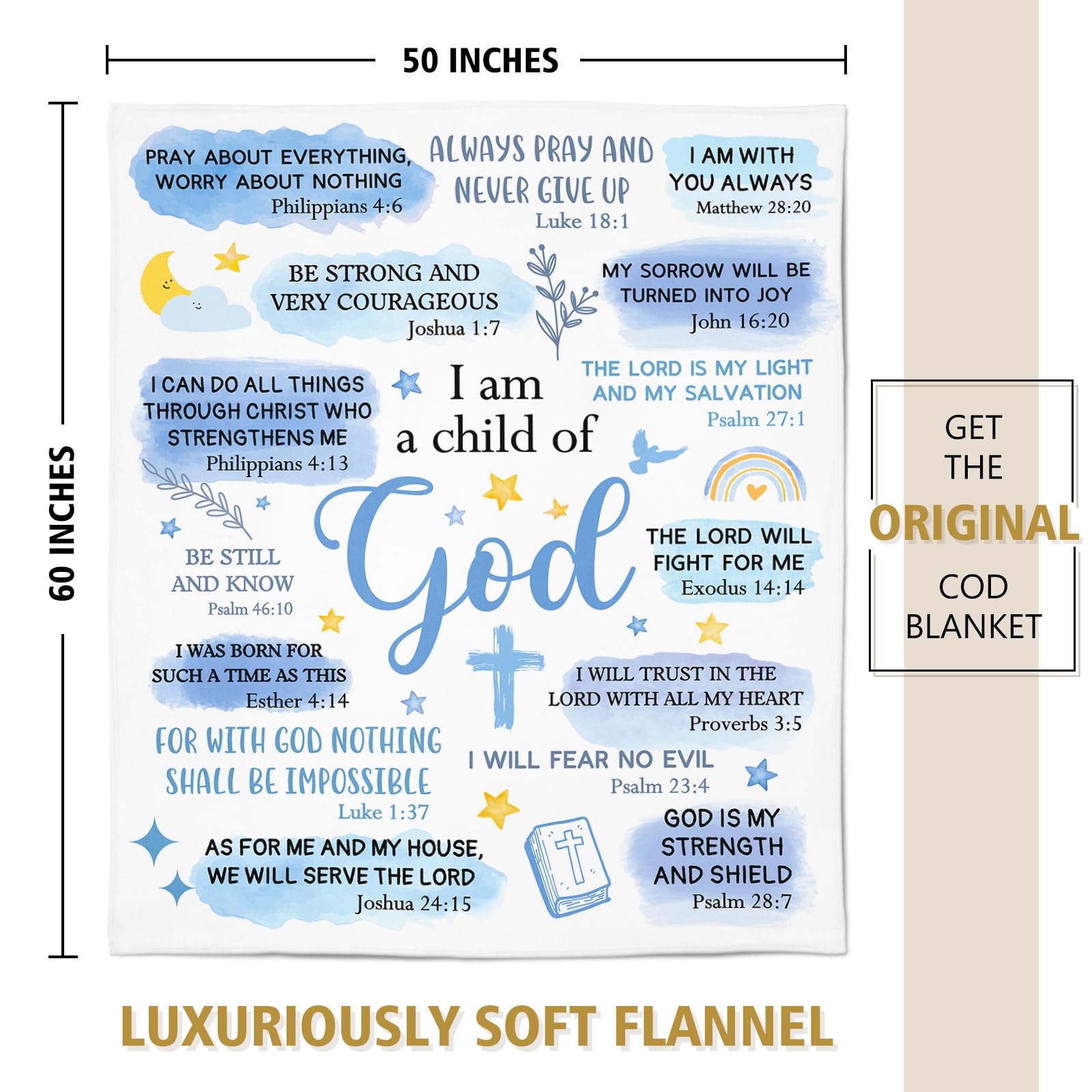 Baptism Gifts for Boys, I Am a Child of God Blanket, Christian Gifts for Men Birthday, Teen Boy Gifts Trendy Stuff, Inspirational Confirmation & First Communion Gifts for Boys (50 * 60)