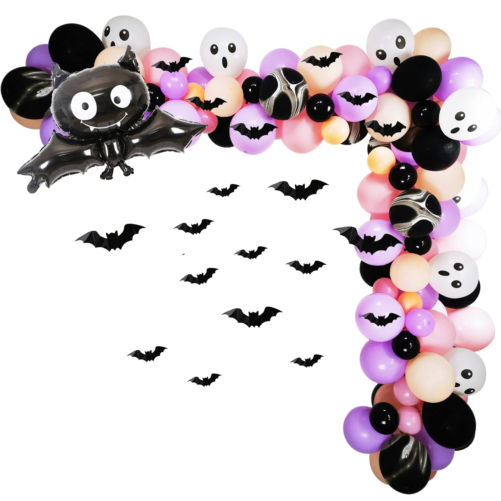 Kit Decoración Halloween 57 Piezas - Con Guirnaldas, Globos De Látex Y Aluminio, Para Fiestas Y Fiestas Infantiles
