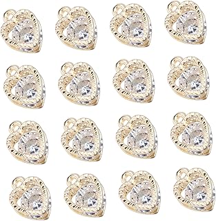 SEWACC 20 Peças Pulseira De Joias Embutidas De Zircônia Fazendo Pingente Chaveiro Pingente Roupas Triângulo Amor Liga Charme Amor Coração Pingentes Colar Strass Pingente Pulseira Coração