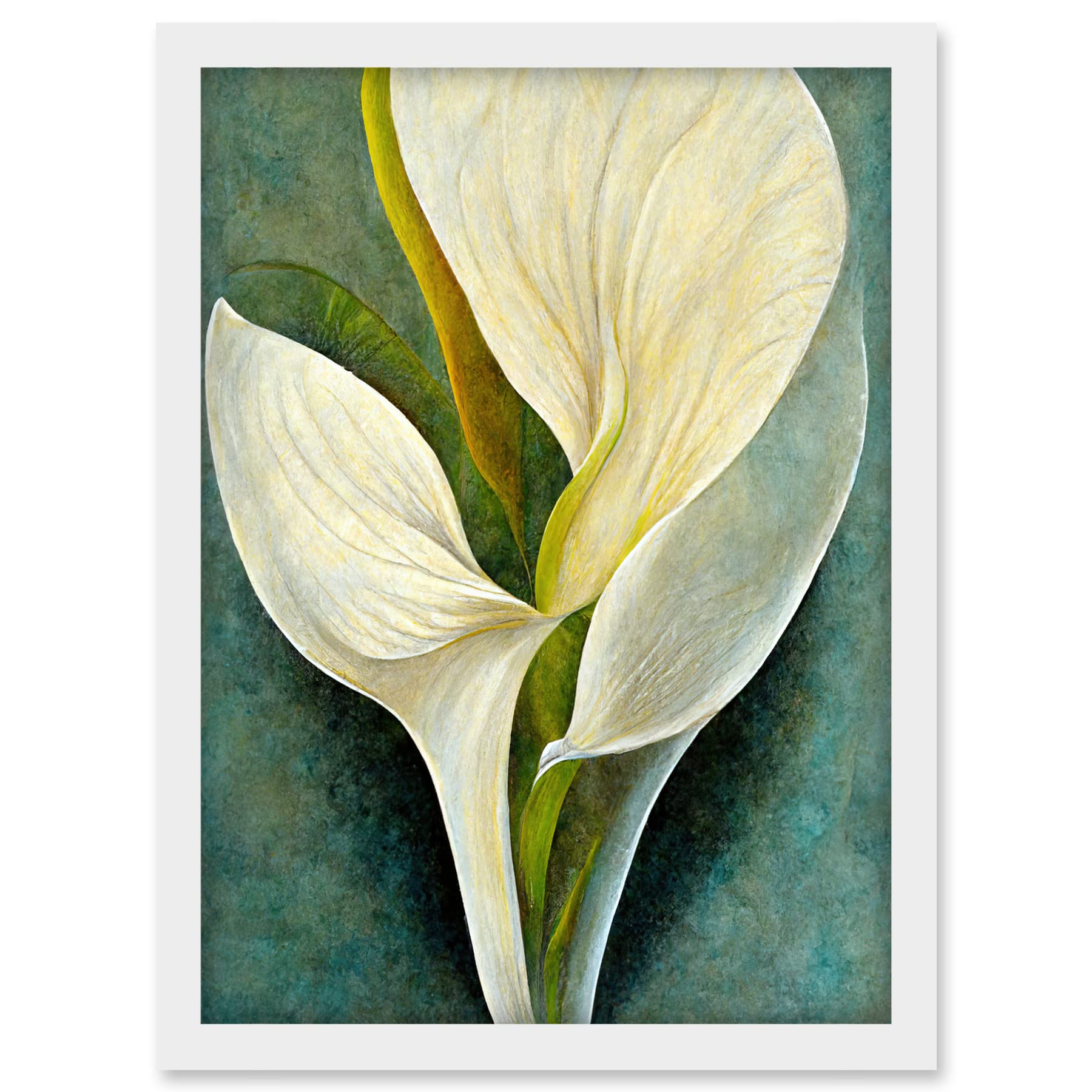 Doppelganger33 LTD Single White Calla Lily Flower Petal Detail Modern Artwork Framed A3 Wall Art Print