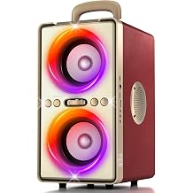YIER Bluetooth Speaker, 240W Peak Loud Party Speaker with Big Bass, 20H Playtime, TWS, BT5.3, Large Portable Wireless Boom Box with LED Light for Outdoor Backyard Beach Home Leather Red
