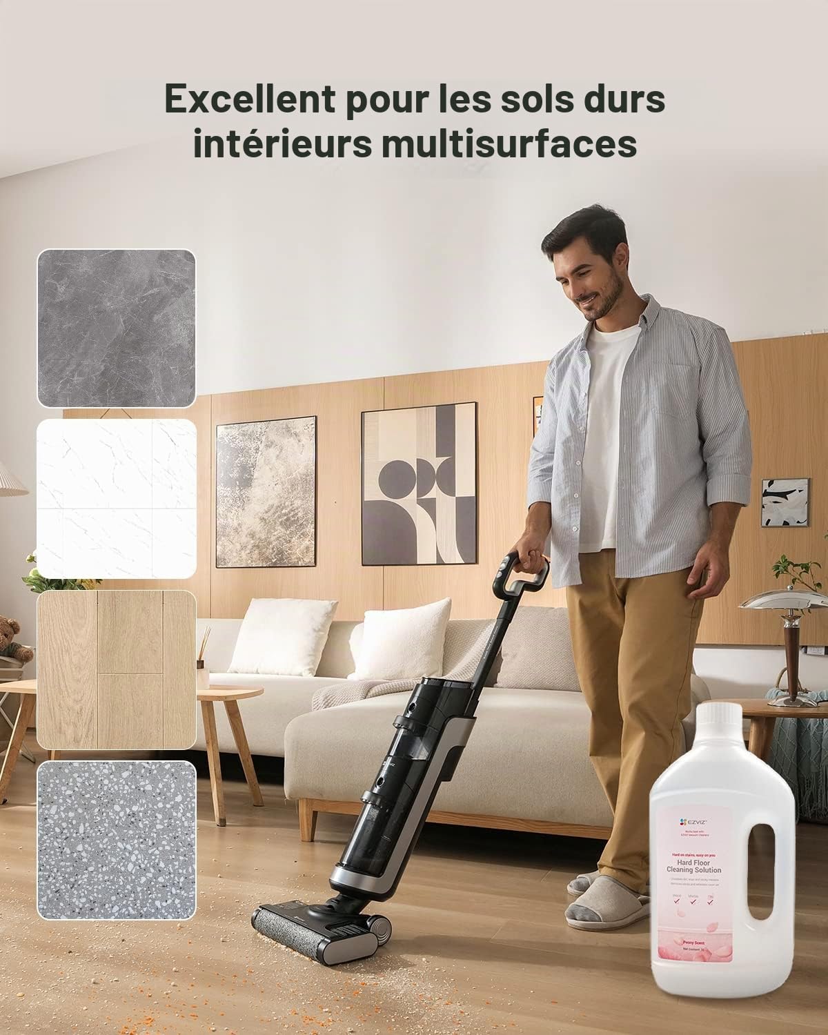 Solution nettoyante non moussante pour sols durs, parfum pivoine, 1000 ml