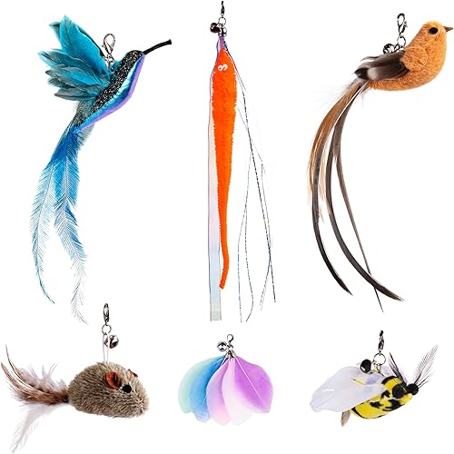 Miniatura 9 de JXFUKAL Recambios de juguete de plumas, 3 piezas de simulación de mini insectos, señuelos de varita, juguetes de repuesto para gatitos, accesorios 3