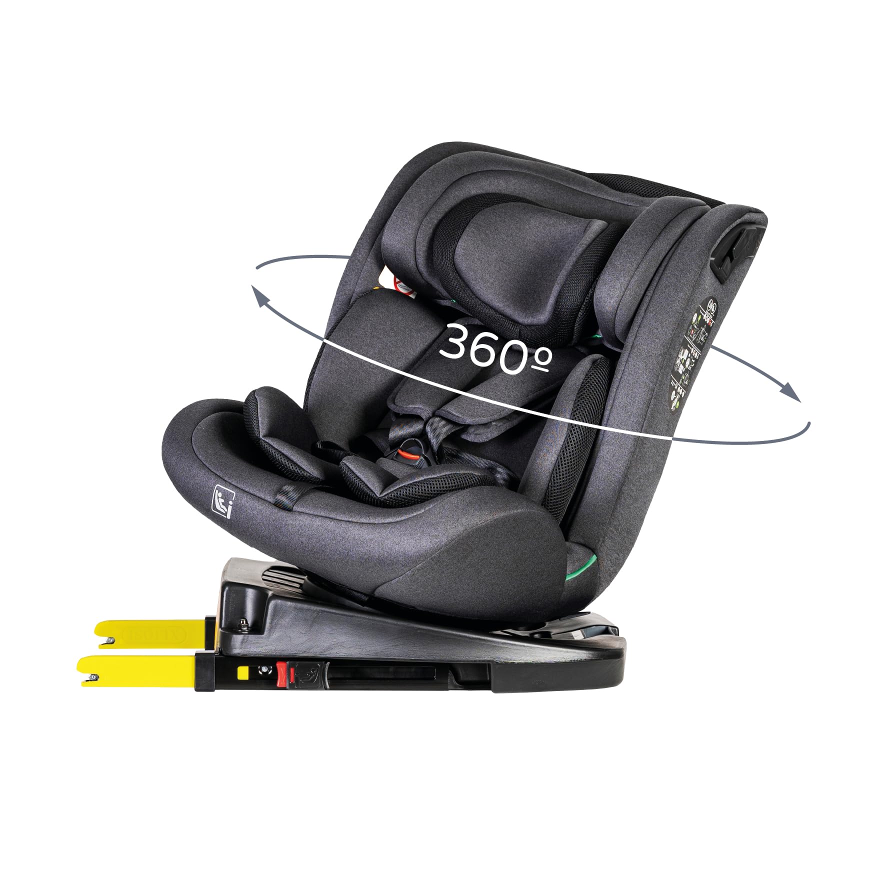 ms 1864 Ładny fotel samochodowy Grupa 0 1 2 3 Isofix, Obrót 360º, Sps Plus, Maksymalna długość 18 kg i pokrywa seryjna, Unisex, czarny, jeden rozmiar