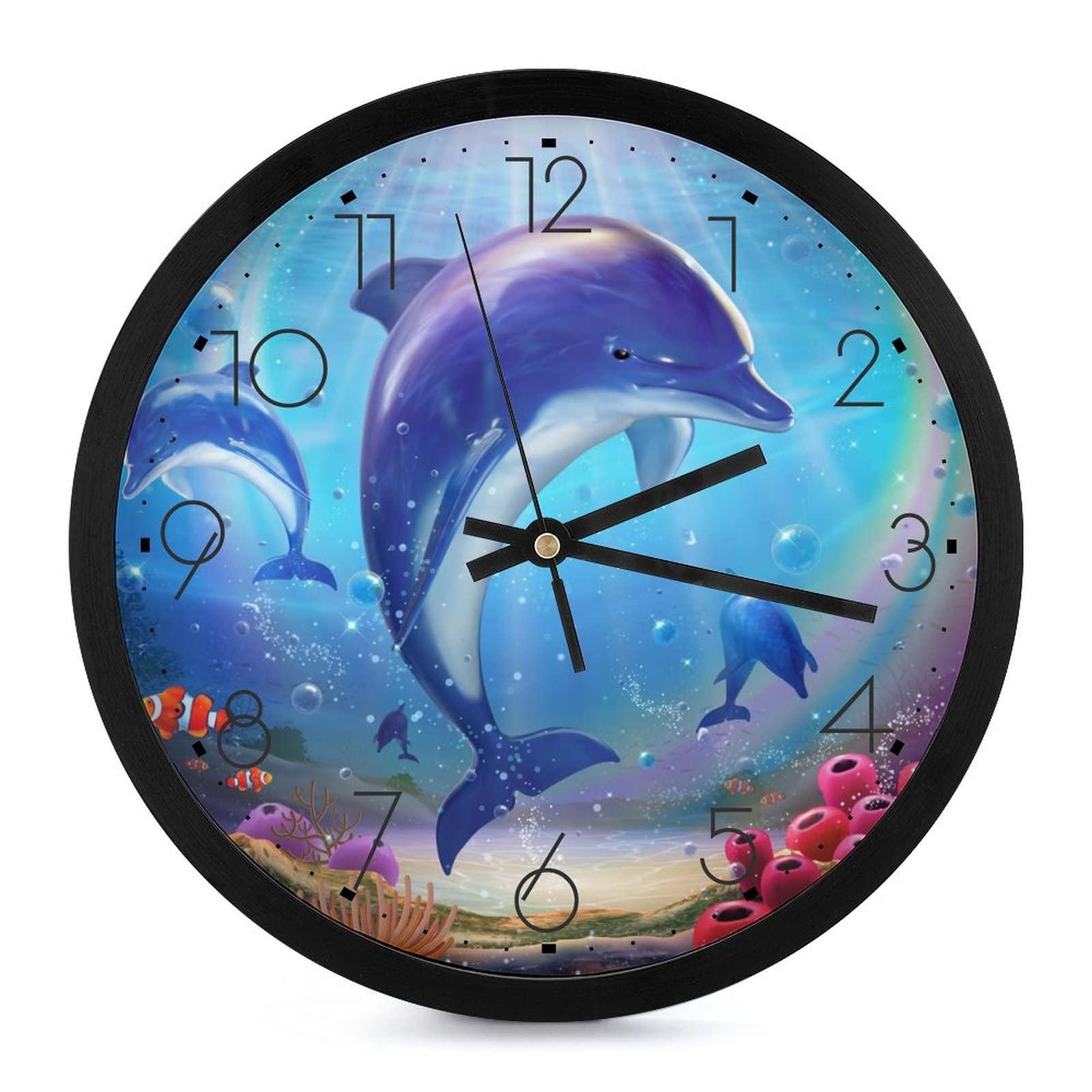 Horloge Murale Ronde Dauphins 25.4cm : Finis les Cadrans Illisibles dans le Salon et la Cuisine