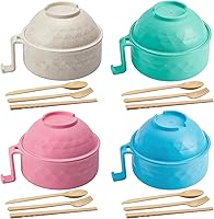 Vista 13 de 4 Juegos de Cocedor de Ramen para Microondas de 33 oz, Juego de Tazones de Ramen Rápido, Cocedor de Fideos para Microondas con Asa, Tazón de Fideos