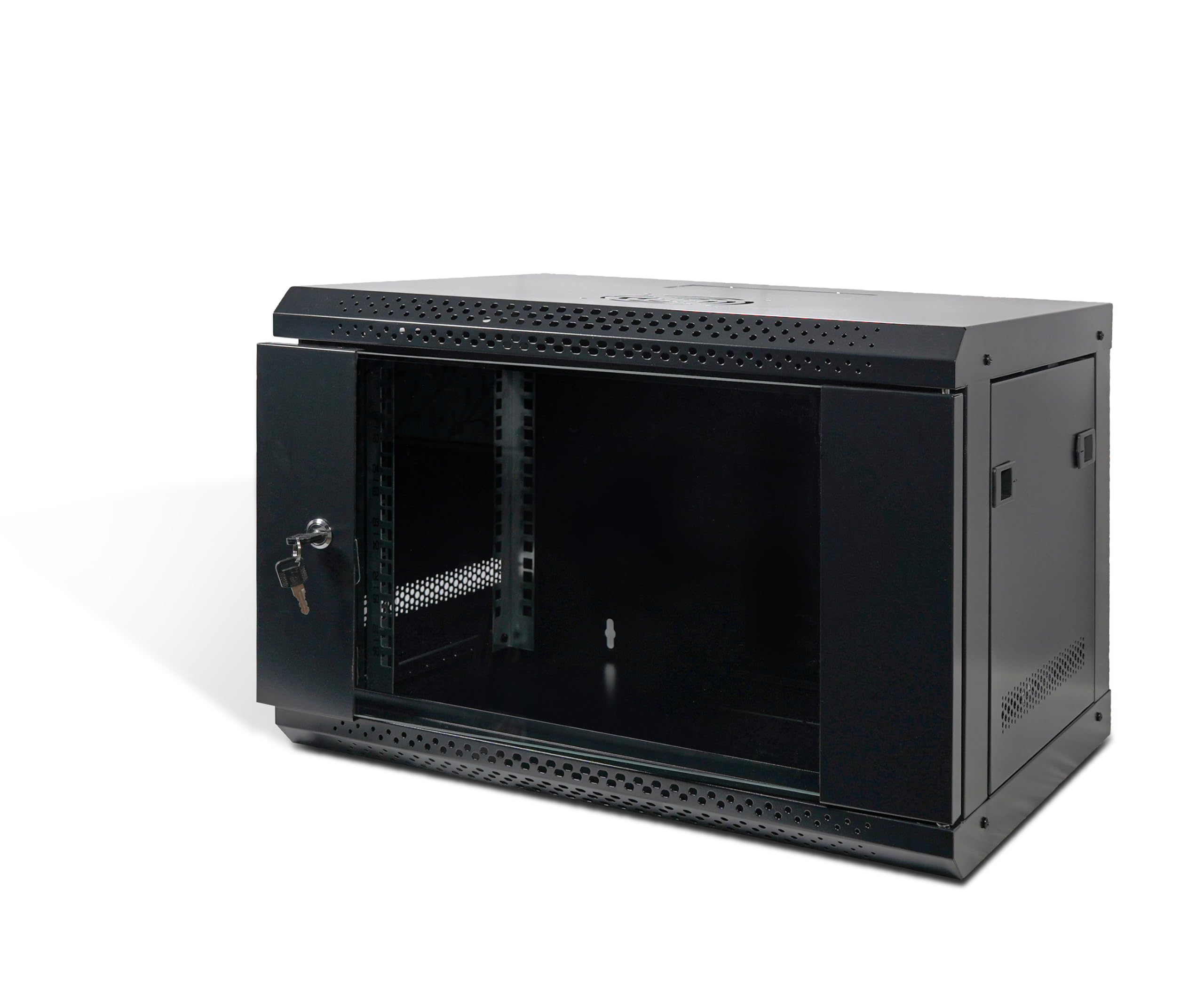Eagle Armadio compatto da parete da 48,3 cm per server di reti più piccole, in vetro temperato, rimovibile, reversibile, con serratura per casa, negozio, ufficio, 6U, 450 mm