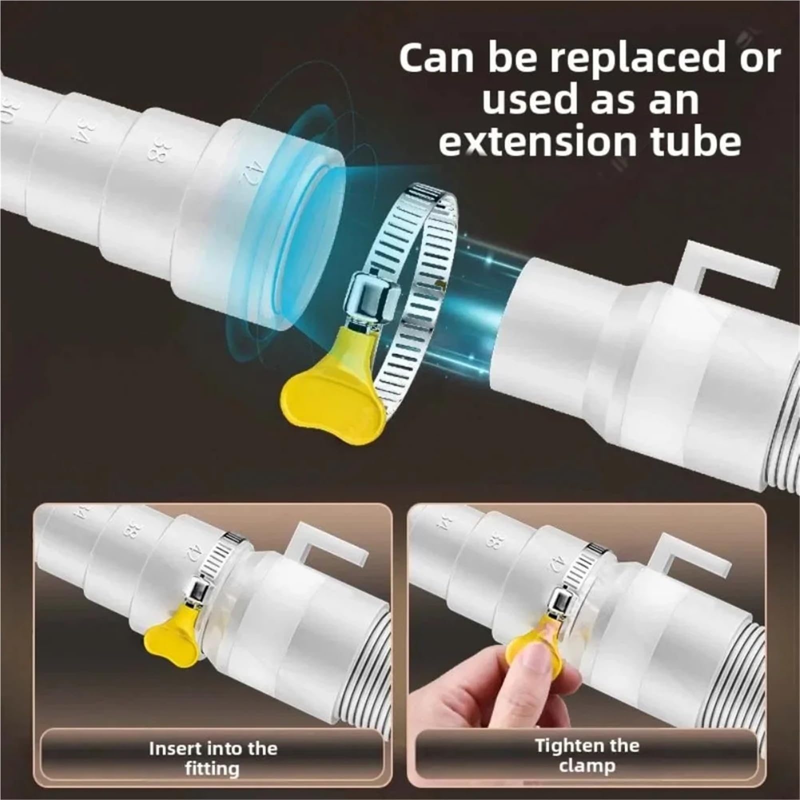 Tubo Di Prolunga for Tubo Di Scarico for Lavatrice Completamente Automatica, Lunghezza Da 4 A 8 M | Materiale EVA, lunghezza personalizzabile, resistente all'usura, tubo singolo con kit fascetta(6m-1 set)