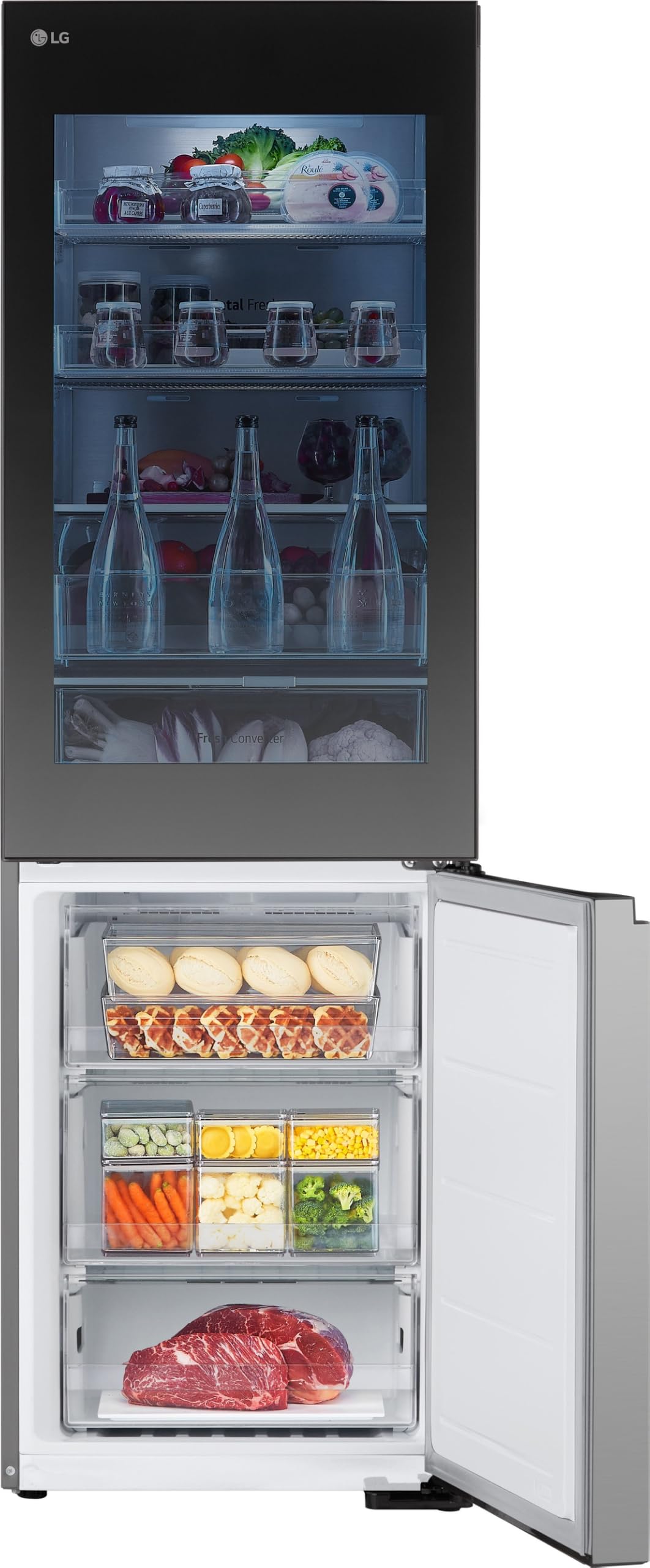 LG GBG5160CPY Kühl-/Gefrierkombination (349 L, Energieklasse C) mit InstaView, Smart Inverter Compressor, DoorCooling+, Food Cover, Silber