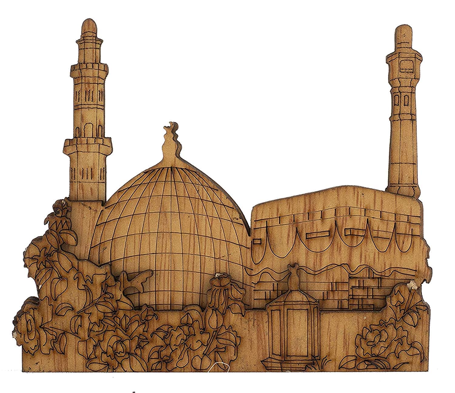 DIVYAMANTRA Wooden Mosque-Shaped Fridge Magnet - Brown