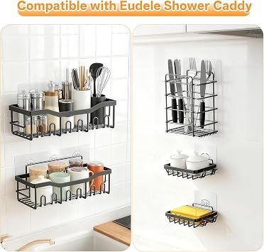 Adhesive Replacement Compatible with Eudele | 9 Packs,No Drilling, Strong Adhesive for Shower Caddy,3 Styles