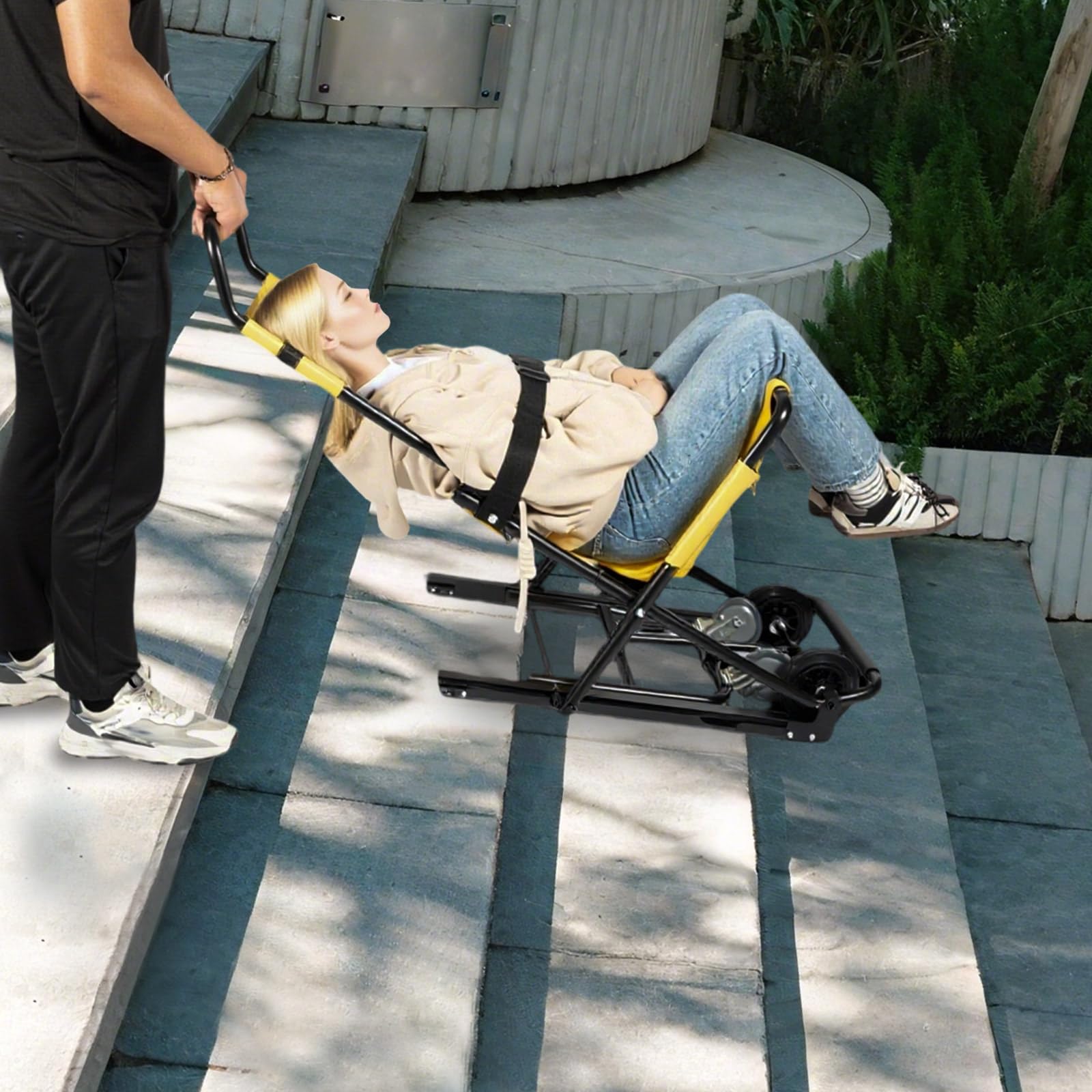 Manuelle Lift Treppenstuhl, tragbare Faltung Treppenstuhl für den täglichen Transfer, eine Person kann ältere Mobilität unterstützen, hält 350 Pfund 52x80x140cm