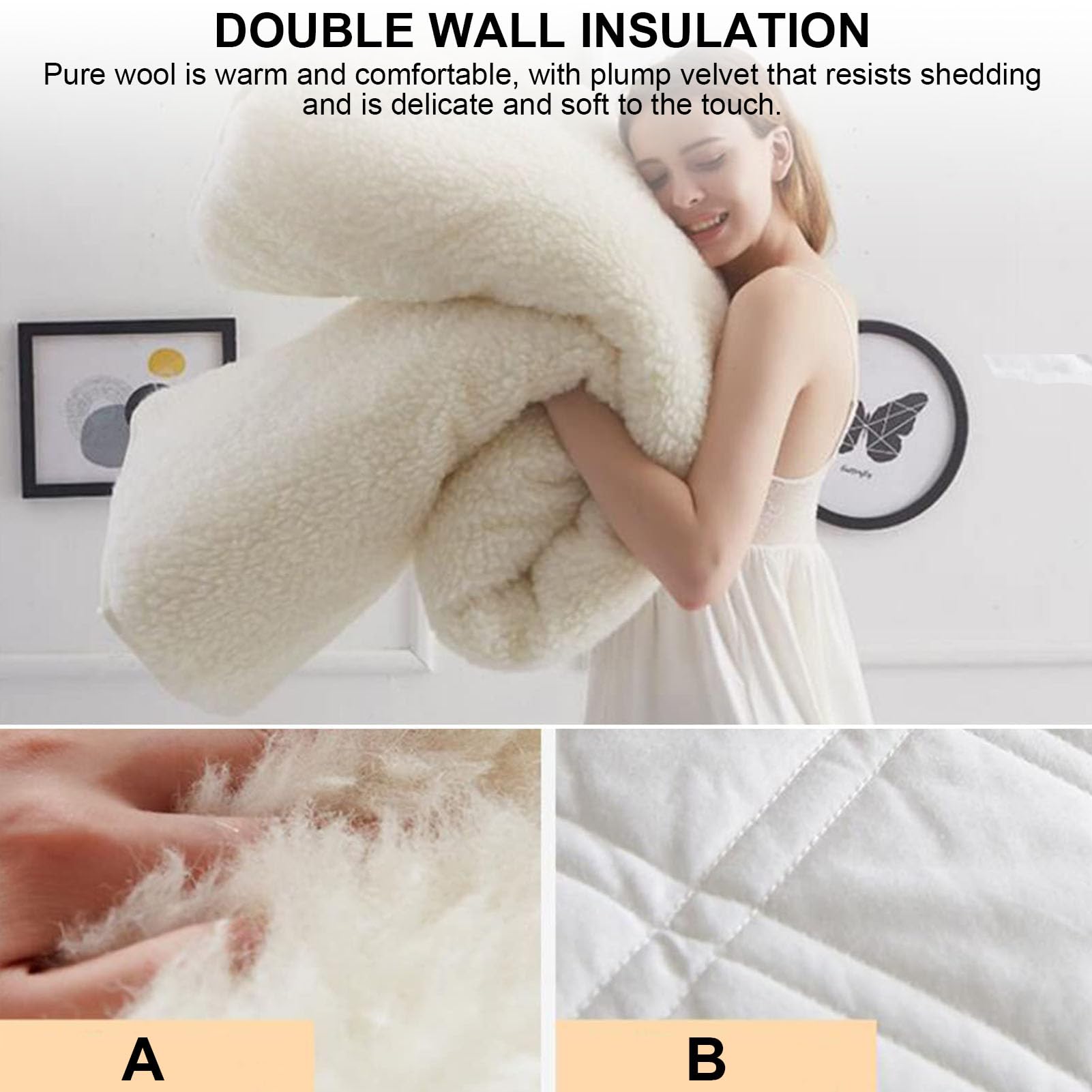 Cubrecolchón Reversible Lana de Cachemira, Sobrecolchón Muy Suave y Cómodo Topper Colchón Libera Presiones y Consigue Un Descanso Más Adaptable y Mullido Protector de Cama 90x200cm(35x79inch)