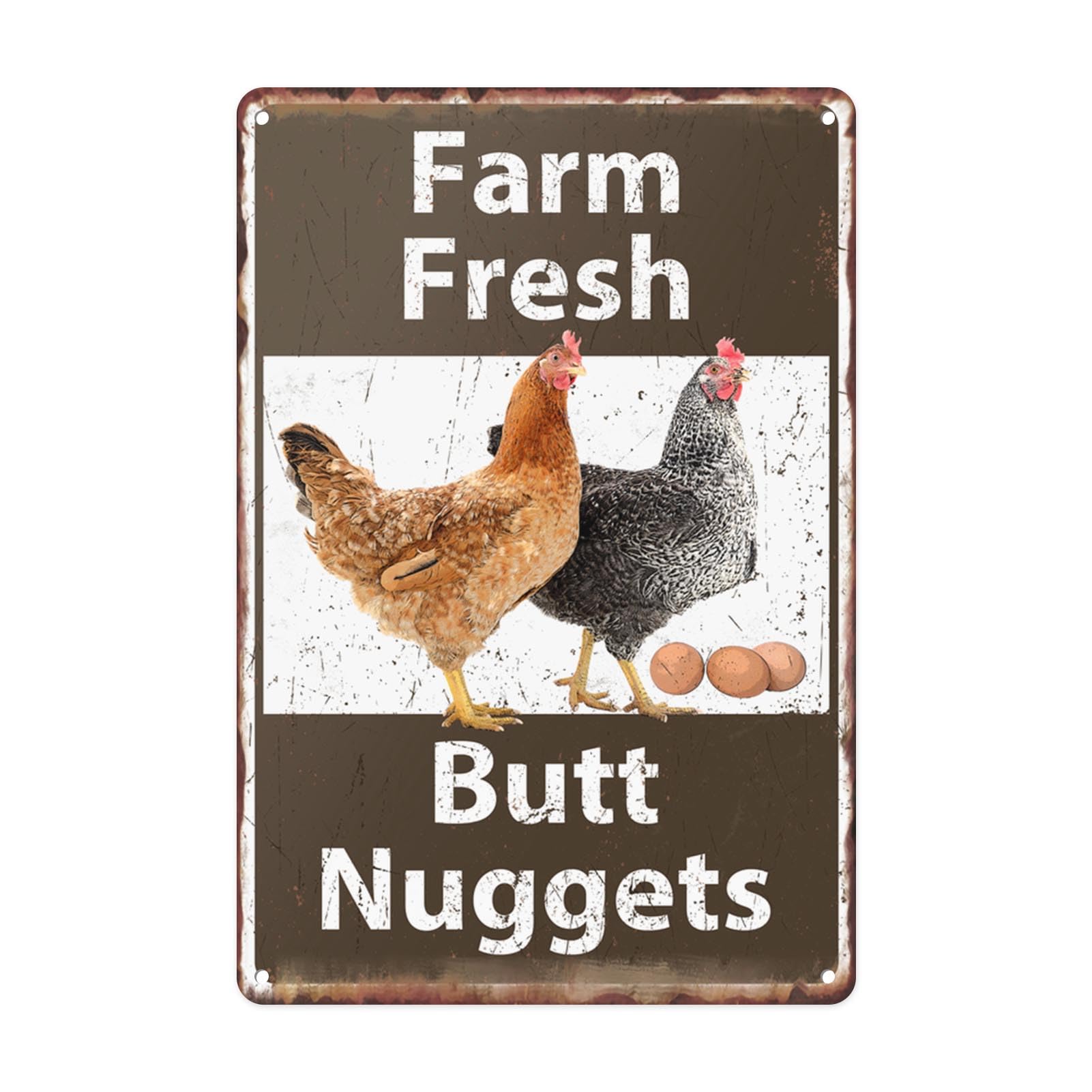 Farm Fresh Eggs Butt Nuggets Tin Sign, 12x8 Inch Art