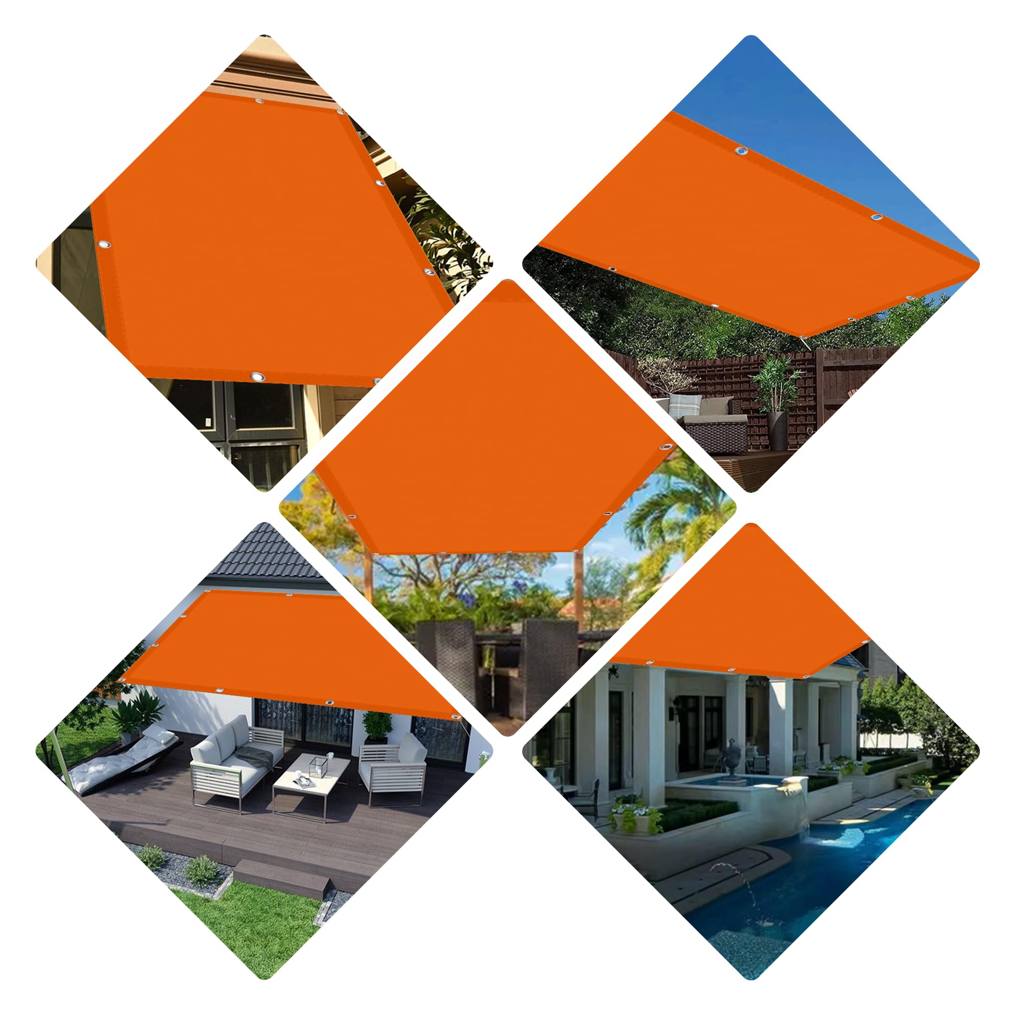 Sonnensegel Quadrat 4 x 5 m Sonnenschutz Wasserabweisend Camping Sonnenschutz Segel Reißfest für Terrasse, Garten, Balkon, Camping, Orange