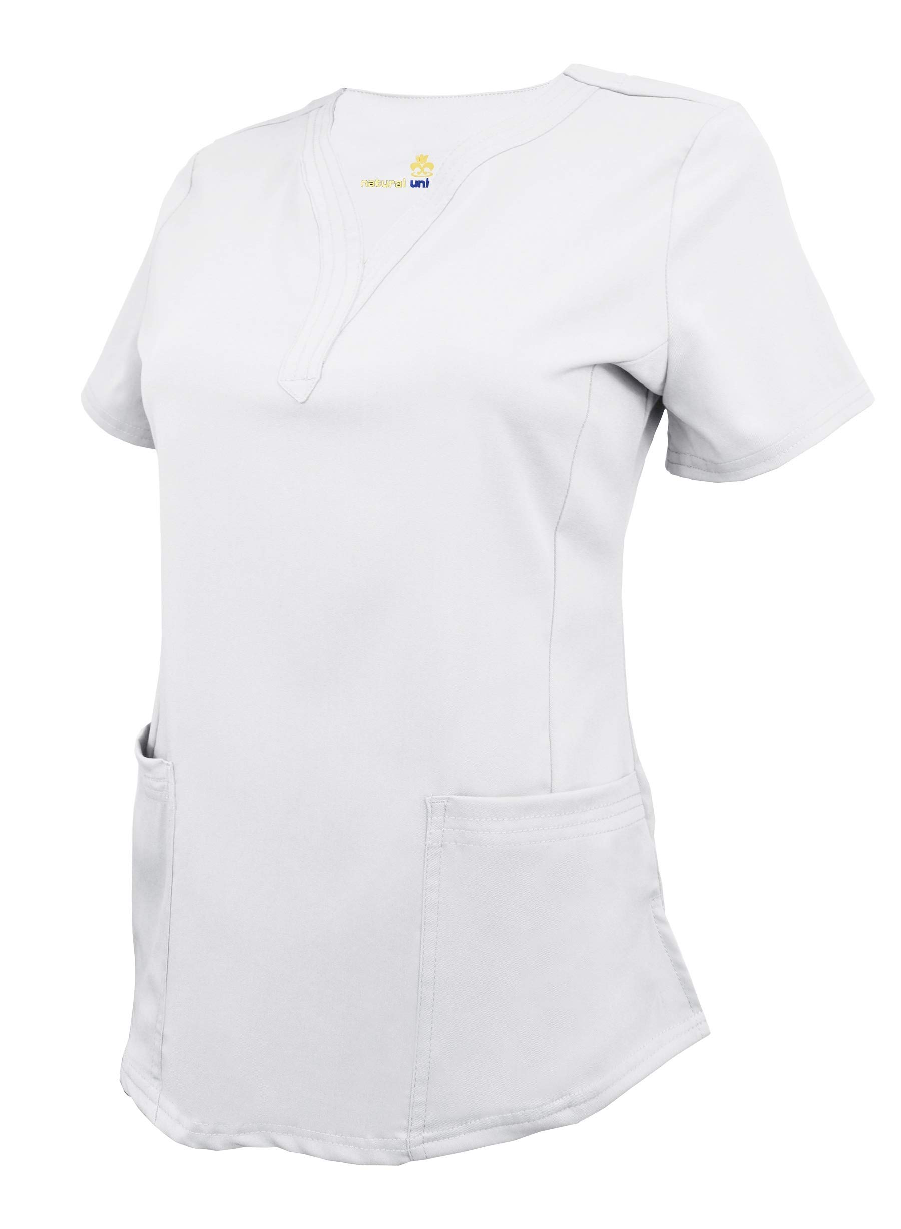 M&M SCRUBS Women's Soft Modern Fit Mock Wrap Scrub Top (White, X-Large)