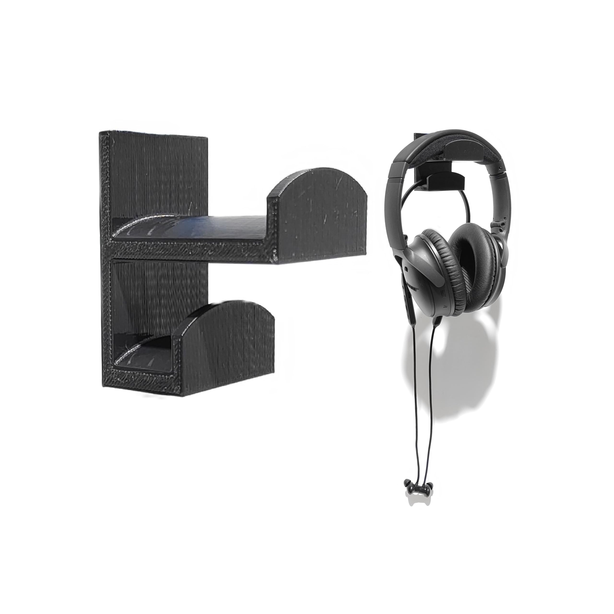 Self-Adhesive Wall-Mount Dual Arm Headphone & Headset Stand | Sleek Black Wall Organizer for Home, Office & Gaming Setups-image-16
