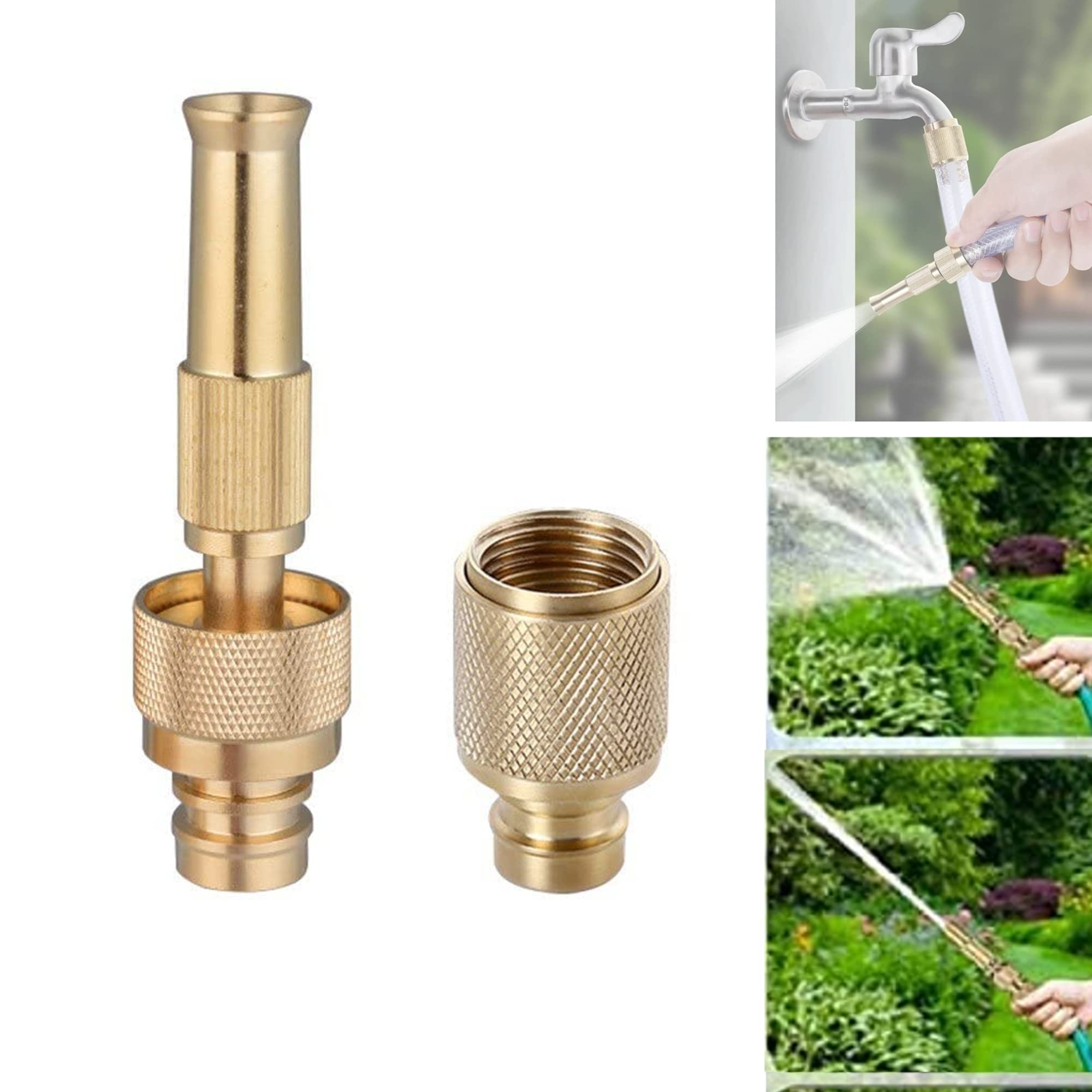 Tlismi Brass High-Pressure Water Spray Gun & Connector set for 1/2" Hose Pipe - Adjustable Jet Washer household Sprinkler Tools for Car Washing & Gardening (B0C6TT5QMV) Amazon Price History, Amazon Price Tracker