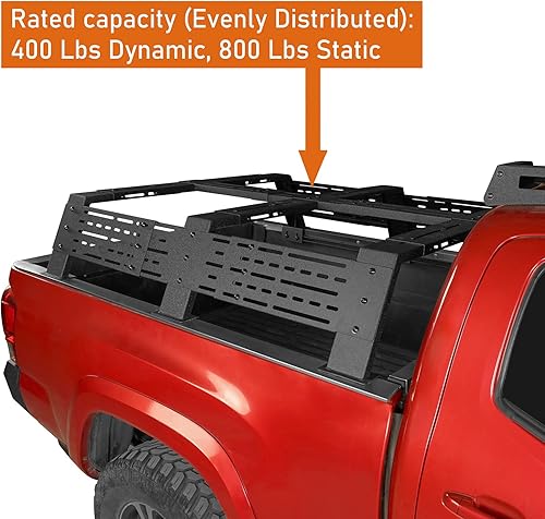 Miniatura 4 de Hooke Road Estante de cama de 12.2 pulgadas de alto para camiones de tamaño completo con rieles de cama, compatible con Toyota Tundra 07-23 y Toyota