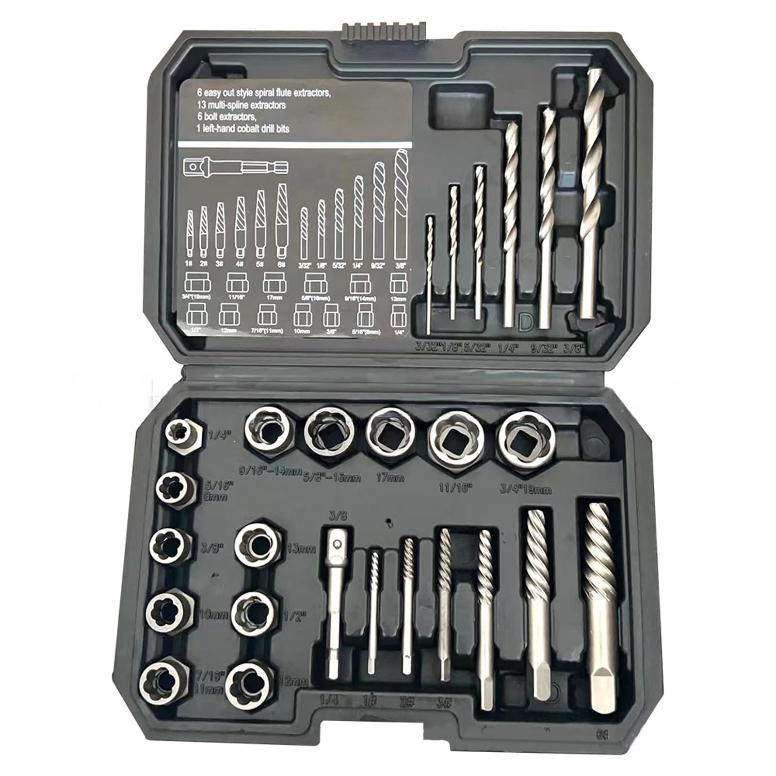 Kalttoy 26Pcs Damaged Screw Extractor Set Easy Remove Any Stripped Or Screw & Bolt Removal Tool Remover Kit