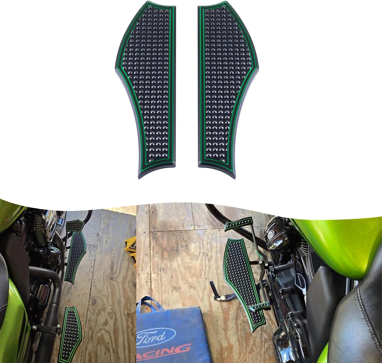 Advanblack Motorcycle Passenger Footboard Vengeance Rear Passenger Floorboards For Harley Tourings Street Glide Road Glide Road King Electra Glide Ultra Classic (Black/Purple)