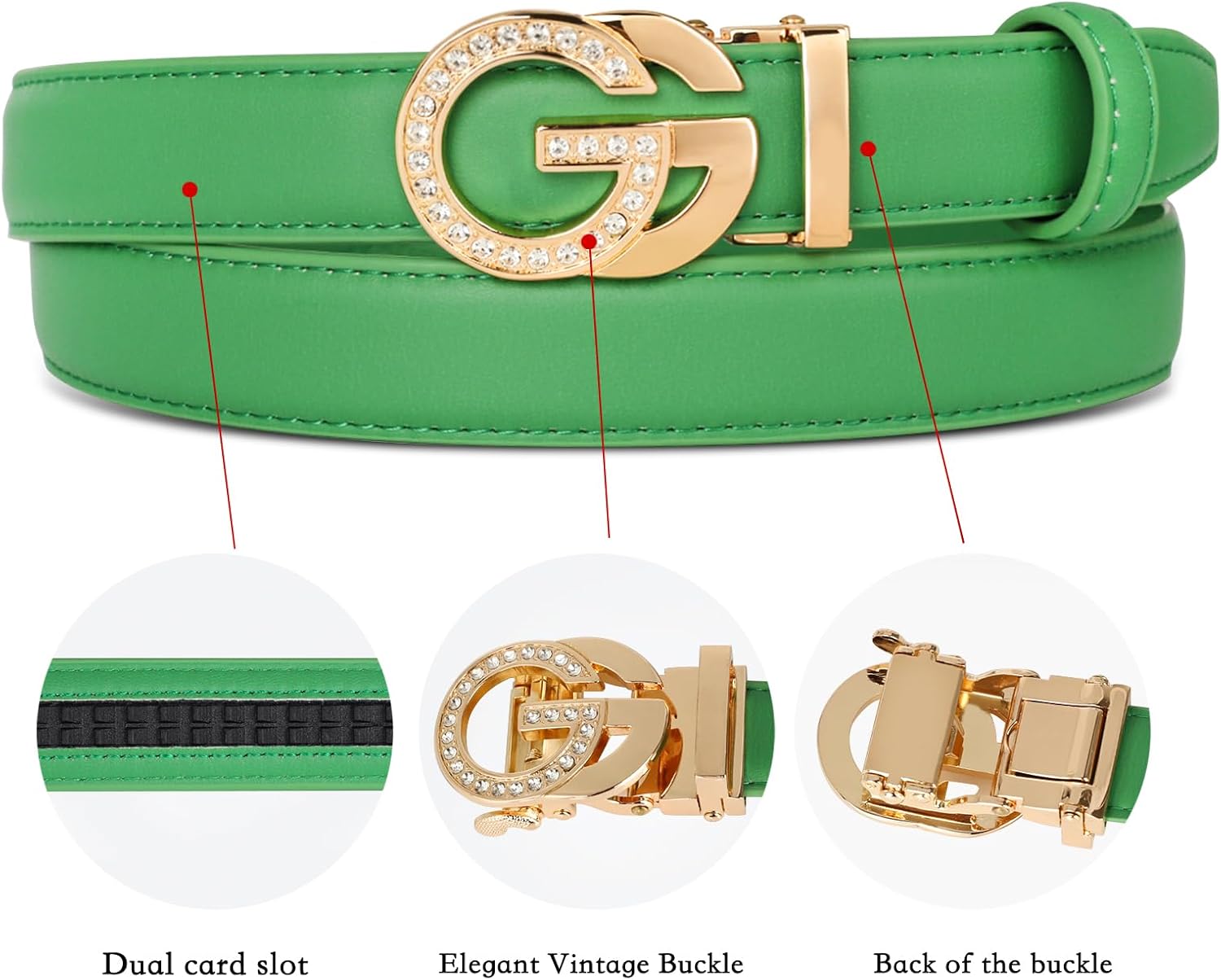 Women's Leather Belt with Buckle - Ideal for Dresses, Jeans, and Coats image 2