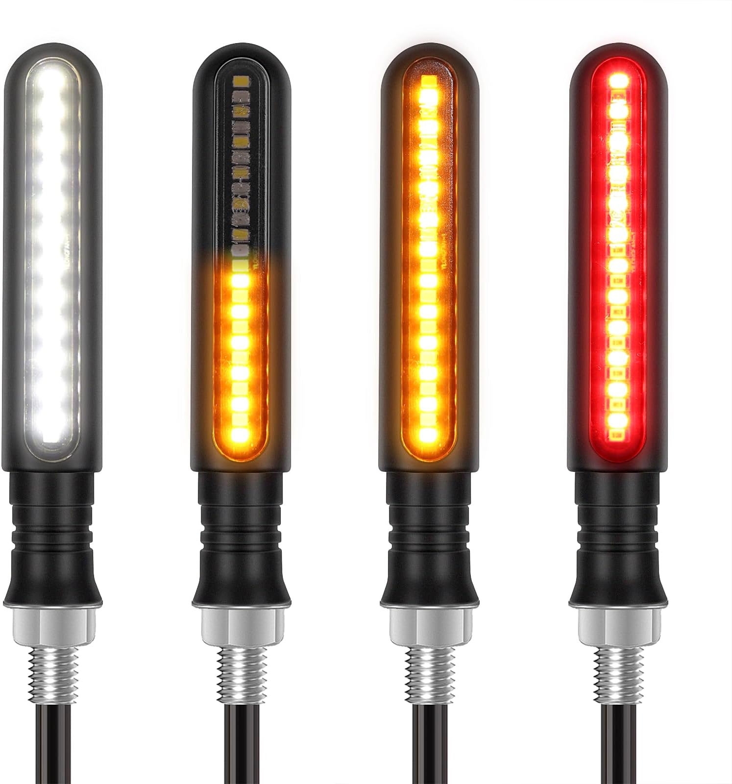 Kinstecks 4PCS Motorcycle Indicators Flowing Turn Signal Lights Motorbike Turning Indicators Daytime Running Lights Brake Lights 12V for Motorcycle Motorbike Scooter Quad Cruiser Off Road