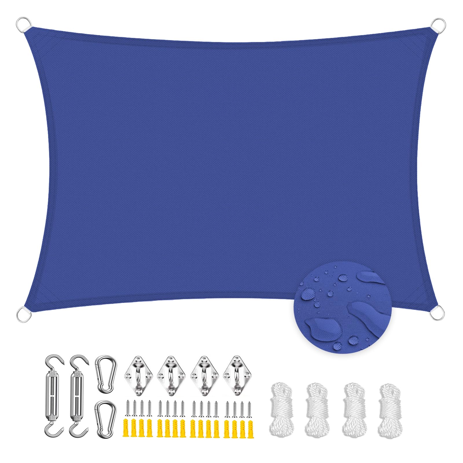 Voile d'ombrage anti-UV imperméable grand format pour terrasse et jardin