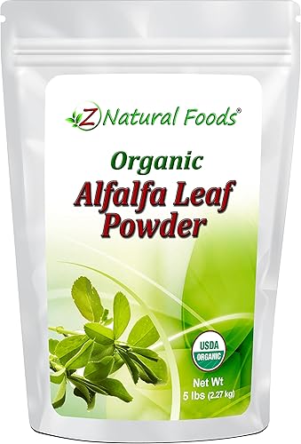 Z Natural Foods Polvo de hoja de alfalfa orgánica Hecho en Estados Unidos Suplemento superalimenticio verde para bebidas, té, batidos, recetas de