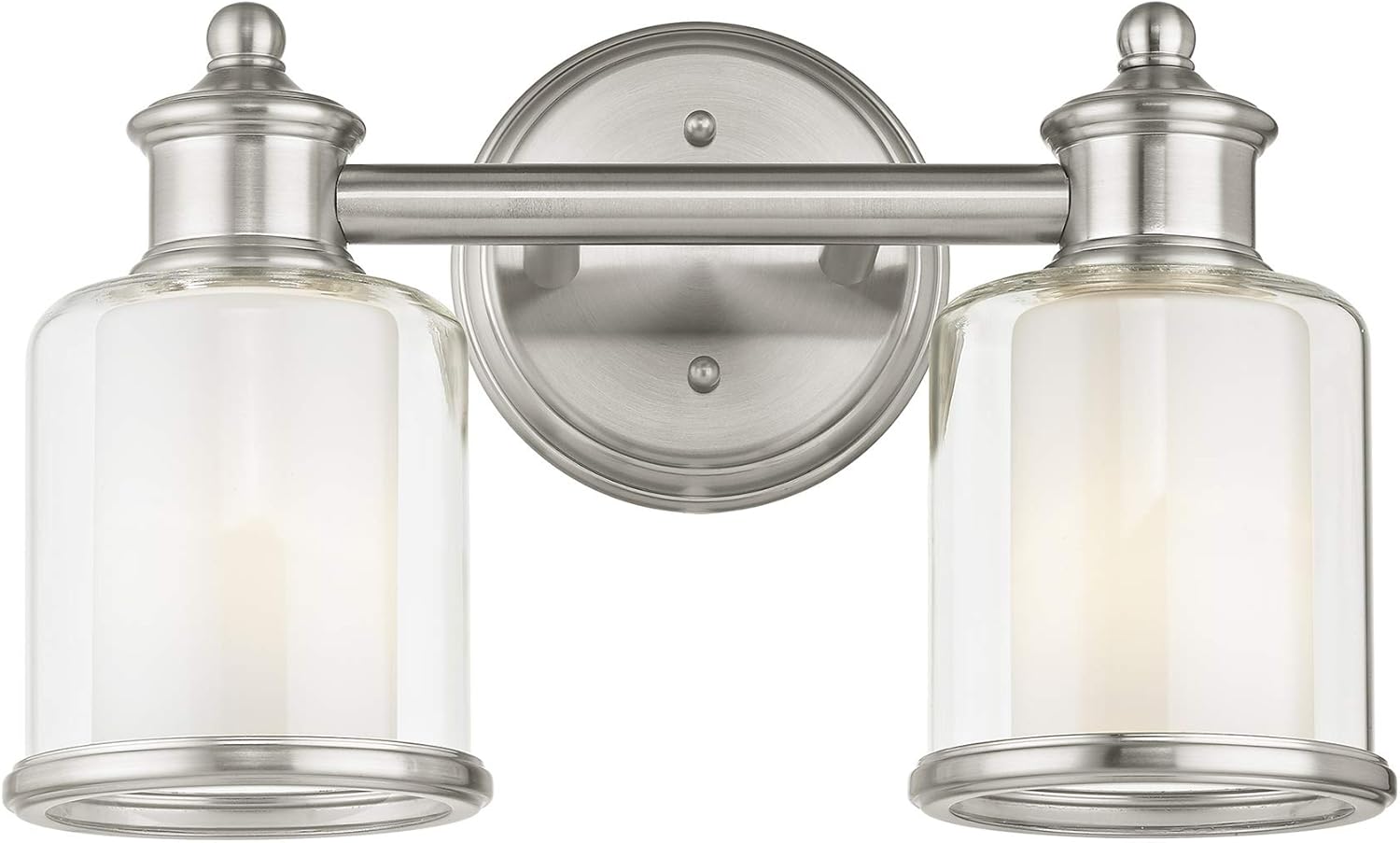 Livex Lighting 40212-91 Transitional Two Light Bath Vanity from Middlebush Collection in Pwt, Nckl, B/S, Slvr. Finish, Brushed Nickel