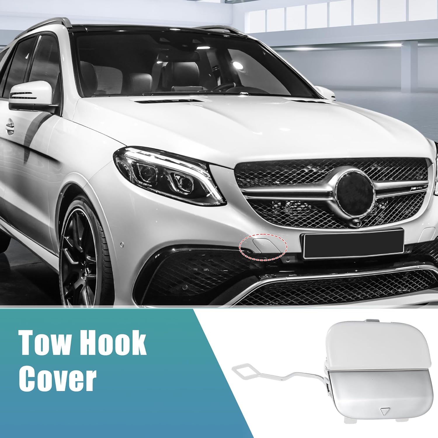 uxcell Front Bumper Tow Hook Cover Towing Eye Cap for Mercedes-Benz GLE 63 2016-2019 No.A1668857222 White