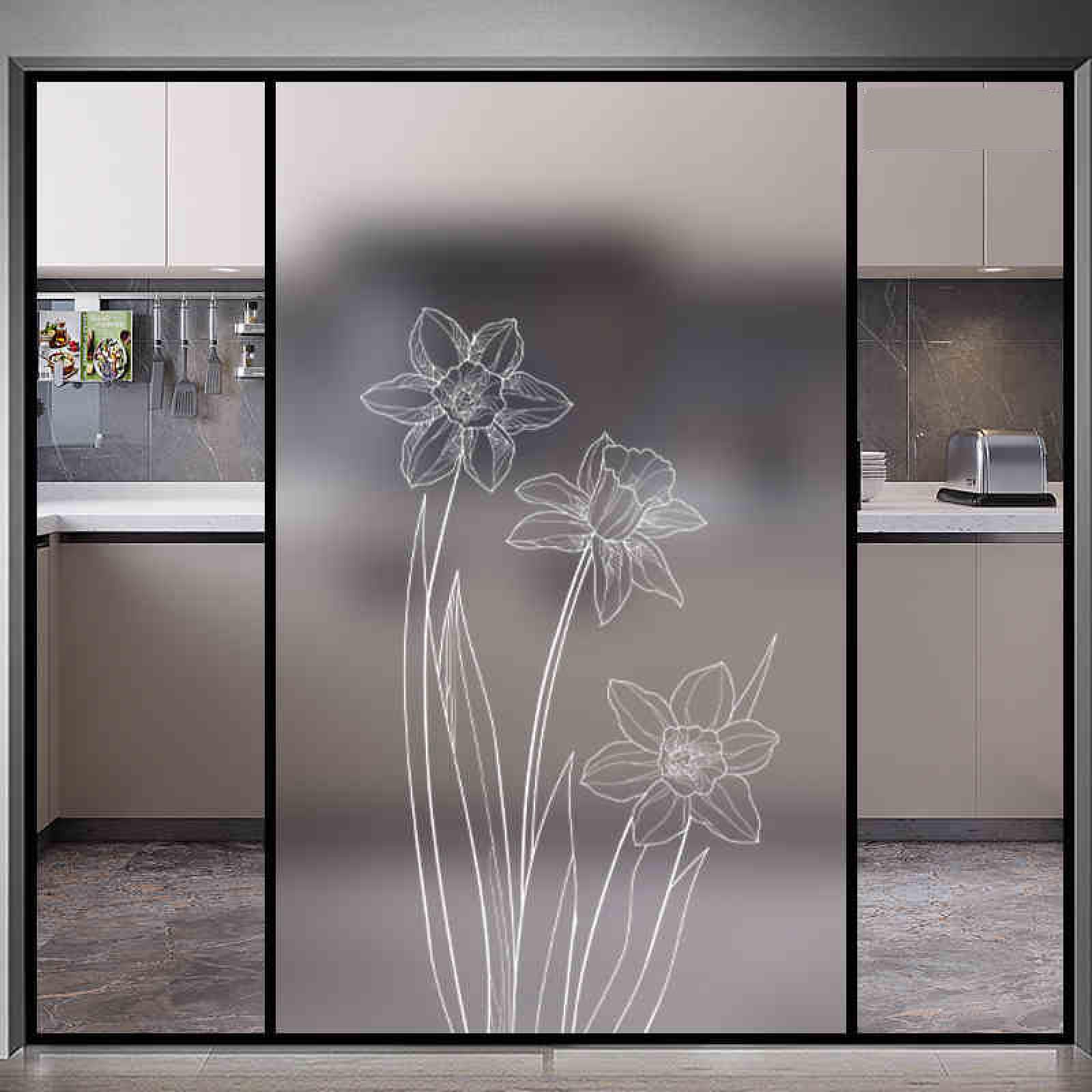 Window Film Privacy Minimalist Flowers Glass Frosted Privacy Film For Glass Windows Static Cling No Glue Window Films Covering Self Adhesive Anti Uv For Office Bathroom Home 70x100cm/1pcs