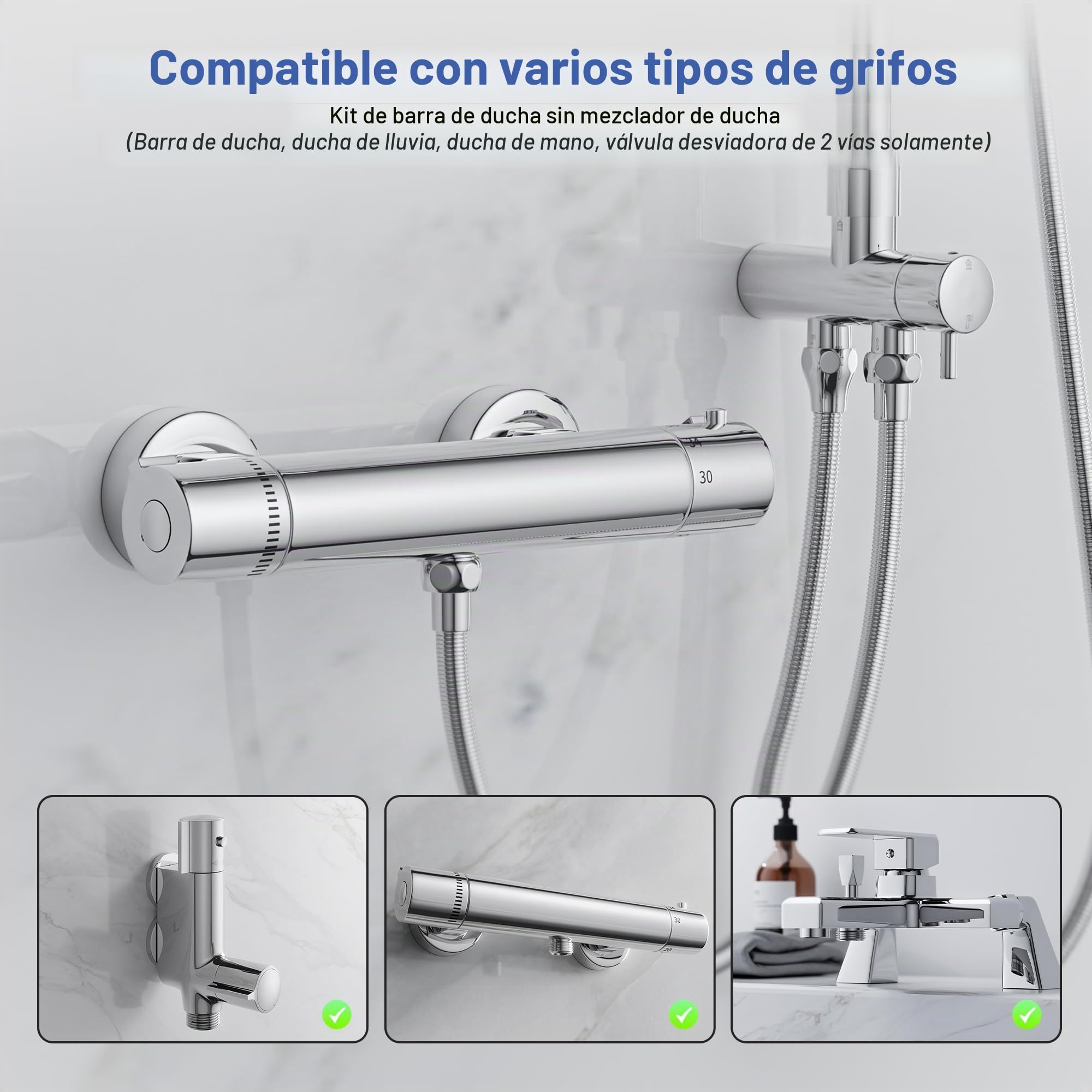 MORADO Columna Ducha sin Grifo,Set de Ducha con ducha de lluvia redonda y ducha de mano,Altura 95cm,Cromado
