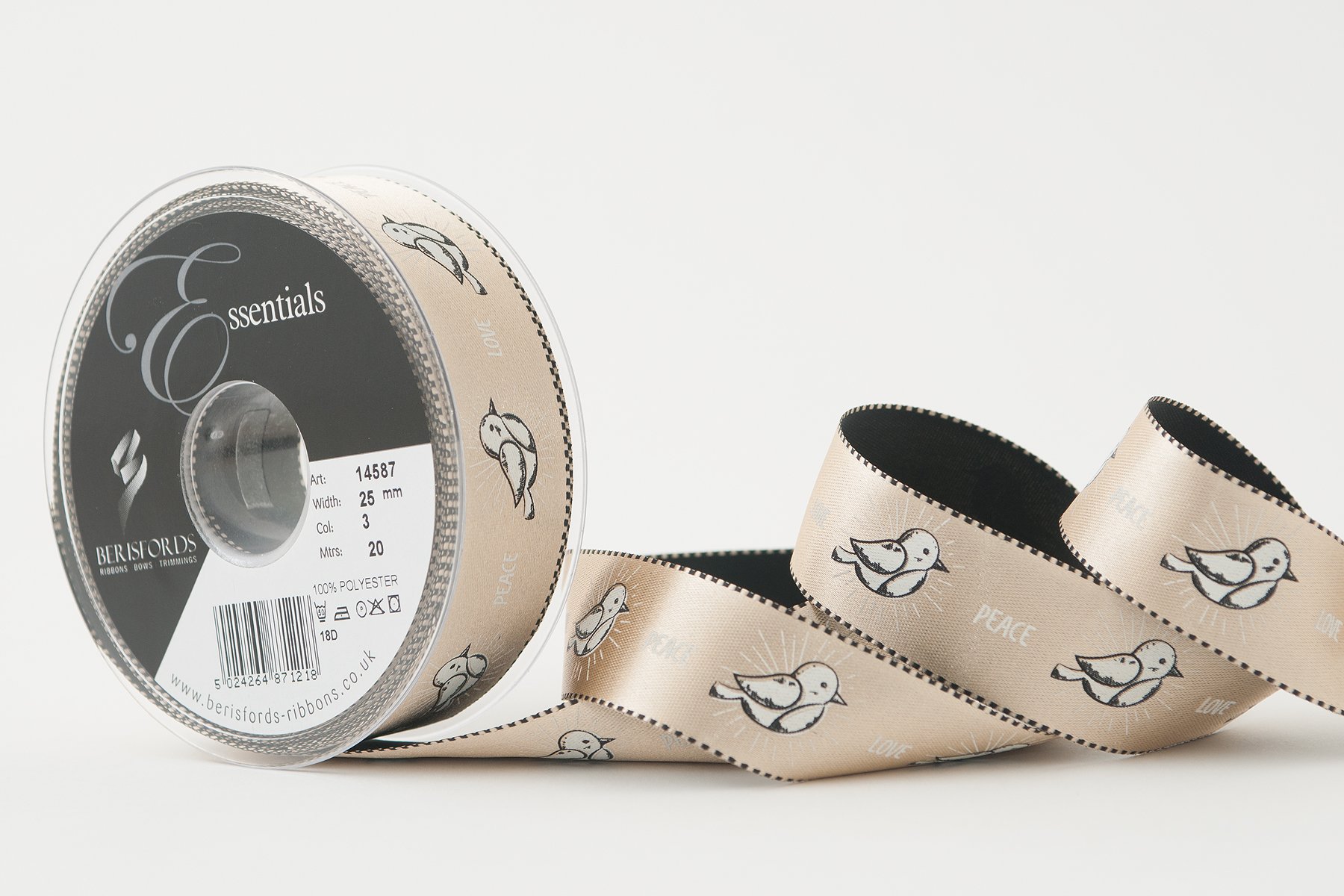 Berisfords Ribbon, Oatmeal, 25 mm
