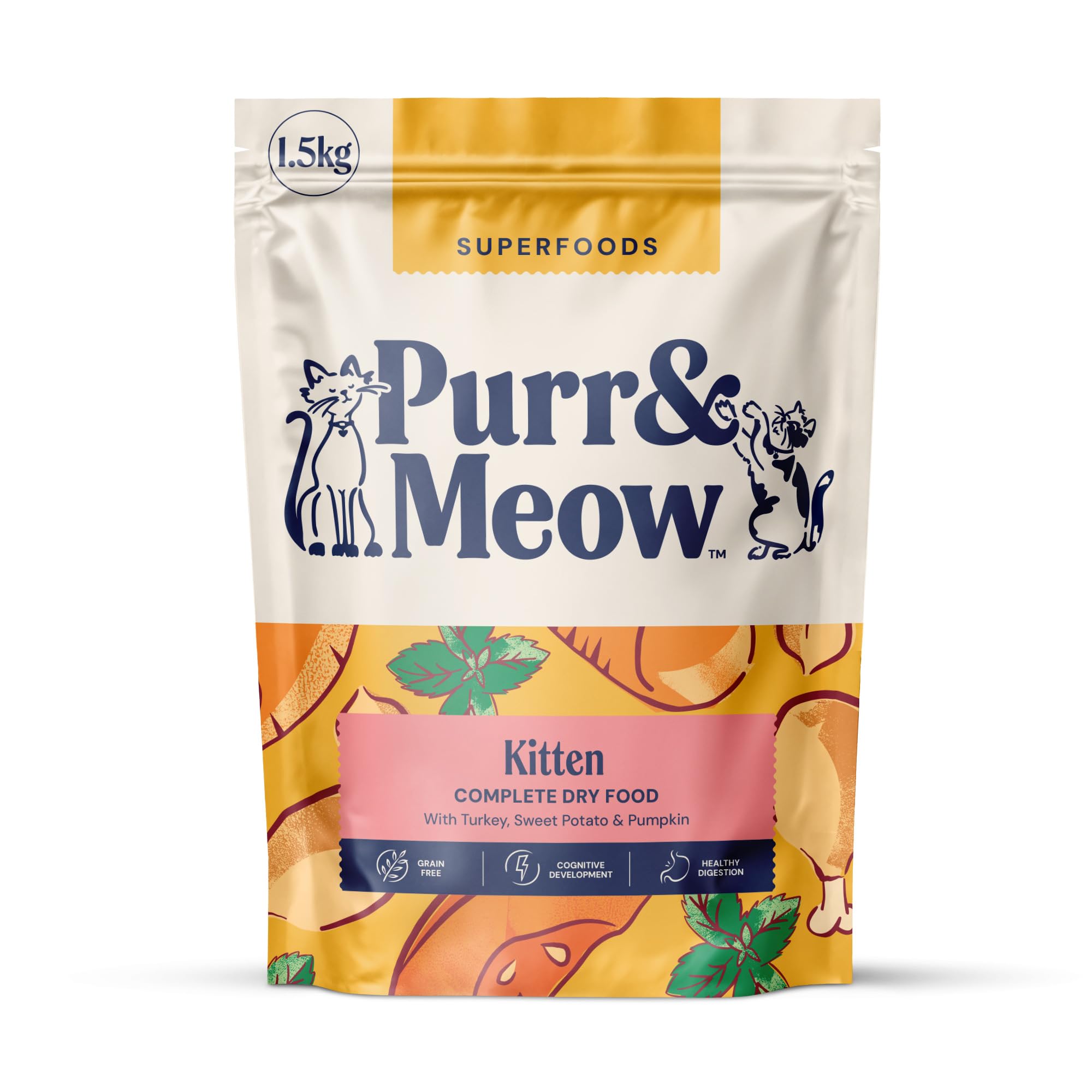 Purr & Meow - Kitten Superfood Complete Dry Cat Food, Turkey, 1.5kg