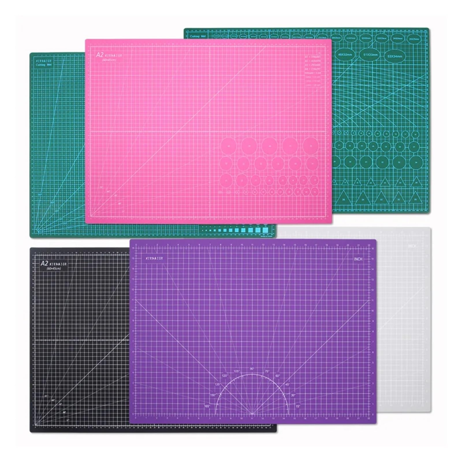 Schneidematte Selbstheilend 2pcs 60 * 45cm A2 PVC Cutting Mat Board Durable Self-healing DIY Sewing Student Art Paper Engraving Pad Leather Craft Tool(A2 Green-green)