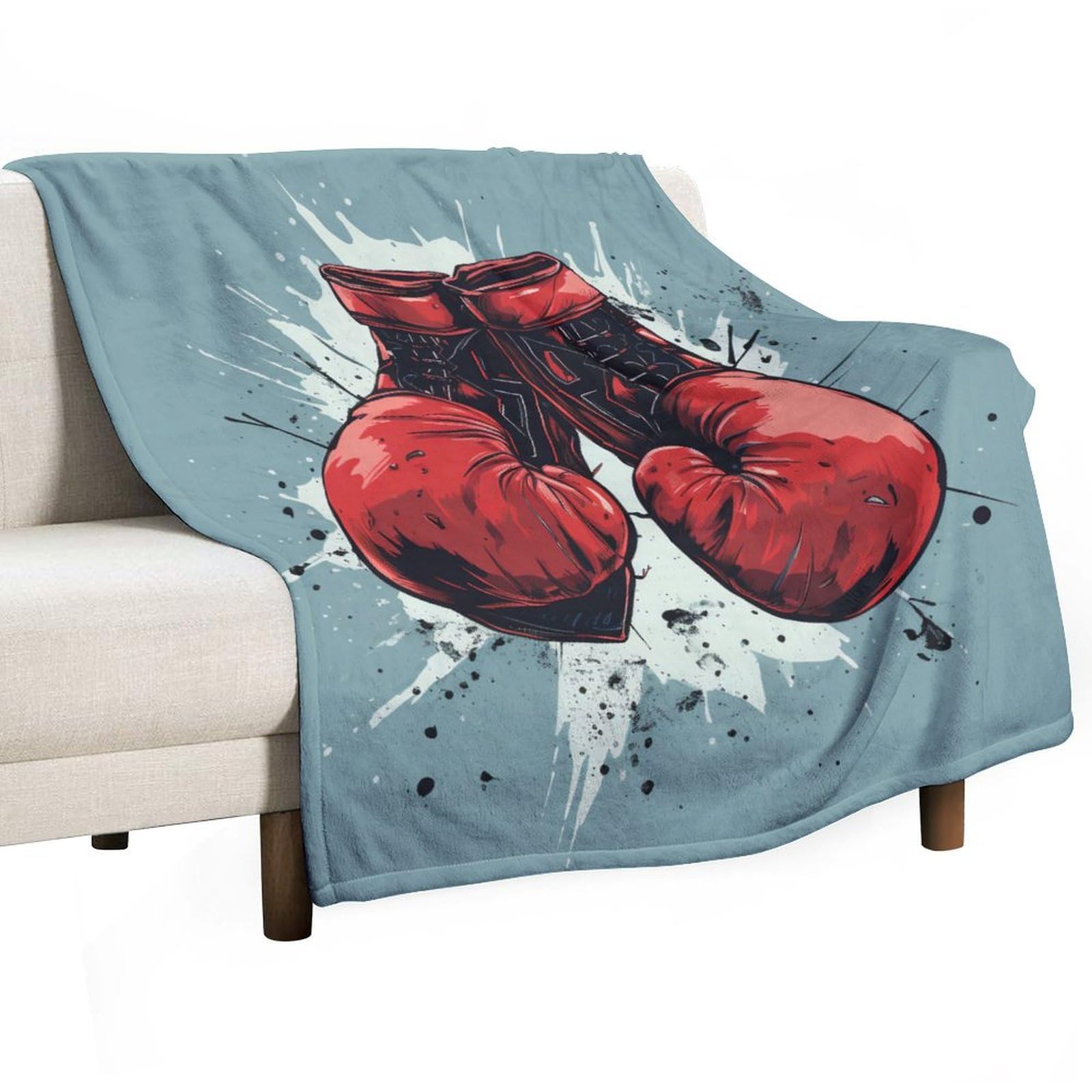 ECWECC Throw Blankets Boxing Gloves Print Kids Blanket Boxing Lover for Humans Soft Cozy Warm Flannel Bedding for Bedroom Living Room Sofa Office Birthdays Graduation 80x100cm