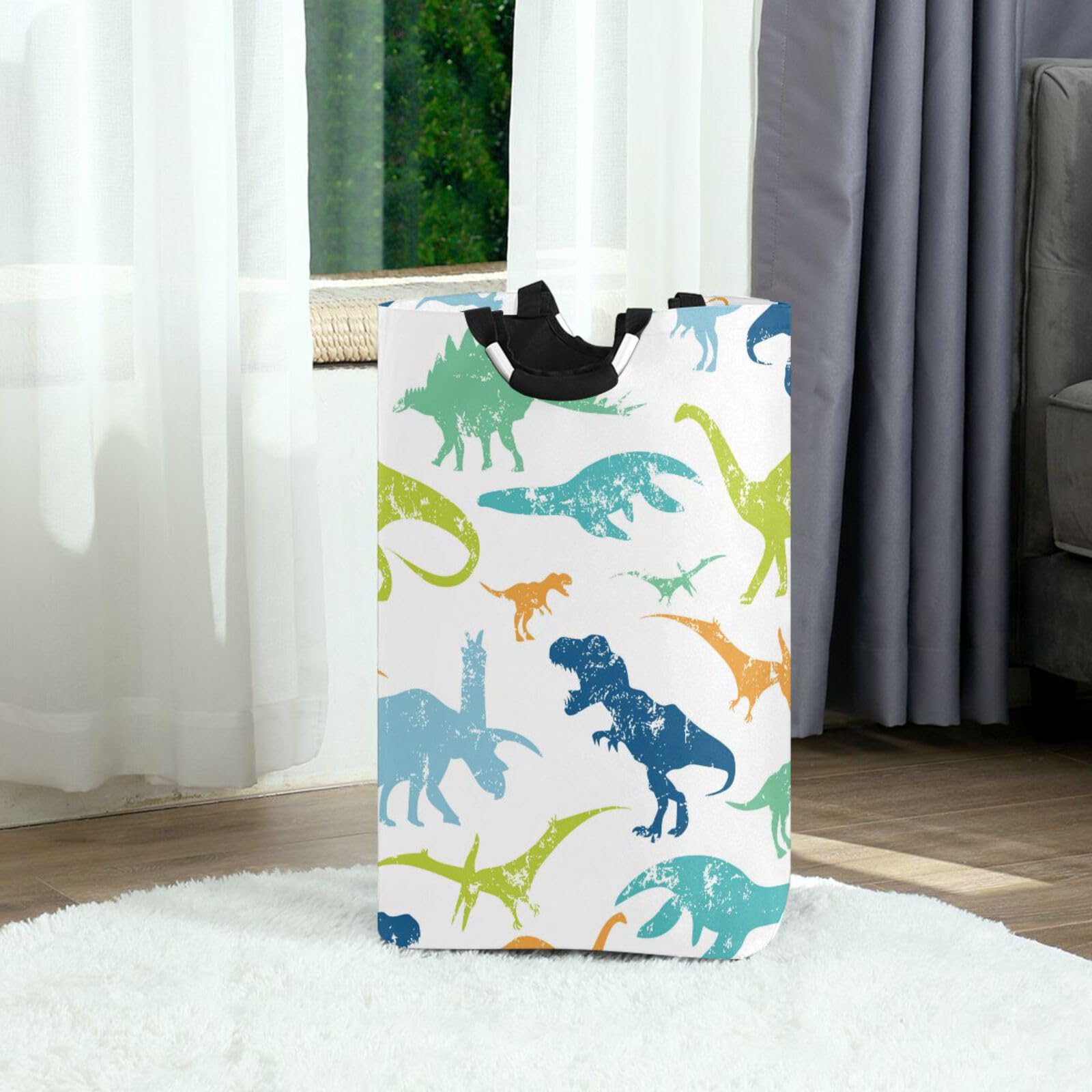 YEGAME Dinosaur Laundry Hamper, Water-Resistant Oxford Cloth Storage Baskets with Handle, Foldable Lightweight Durable Store Basket for Home Bathroom Bedroom Dorm Nursery