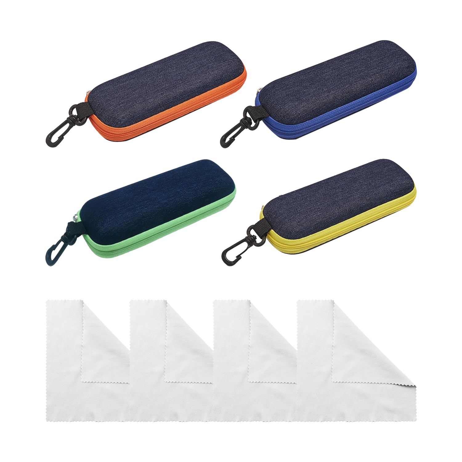 KINGOZOYI 4 stuks brillenetui, brillenetui hardcase linnen stoffen voor brillen en zonnebrillen - 4 kleuren