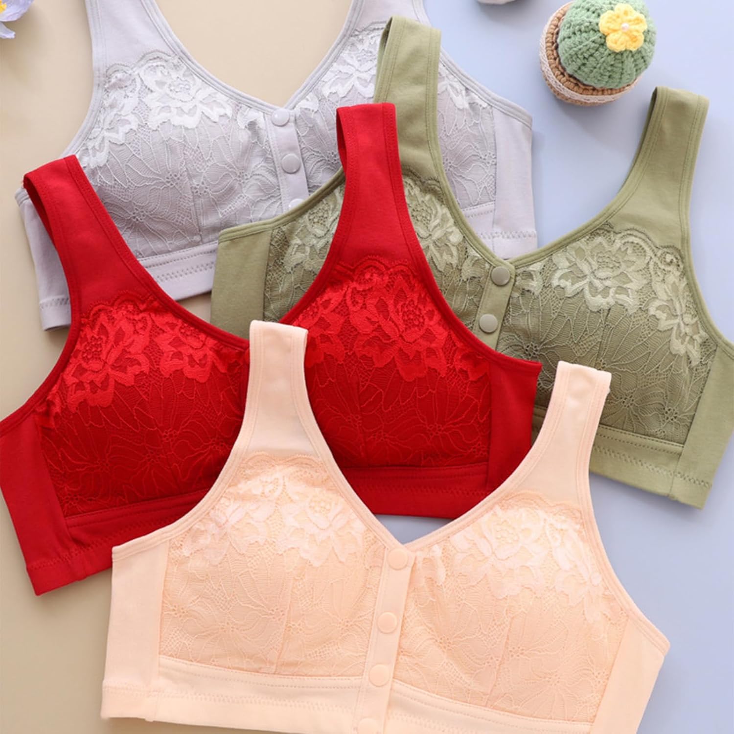 Front Closure Wireless Bra for Women, Full Coverage Shaping Bra Wide Band No Bulge - Comfort Support 50+