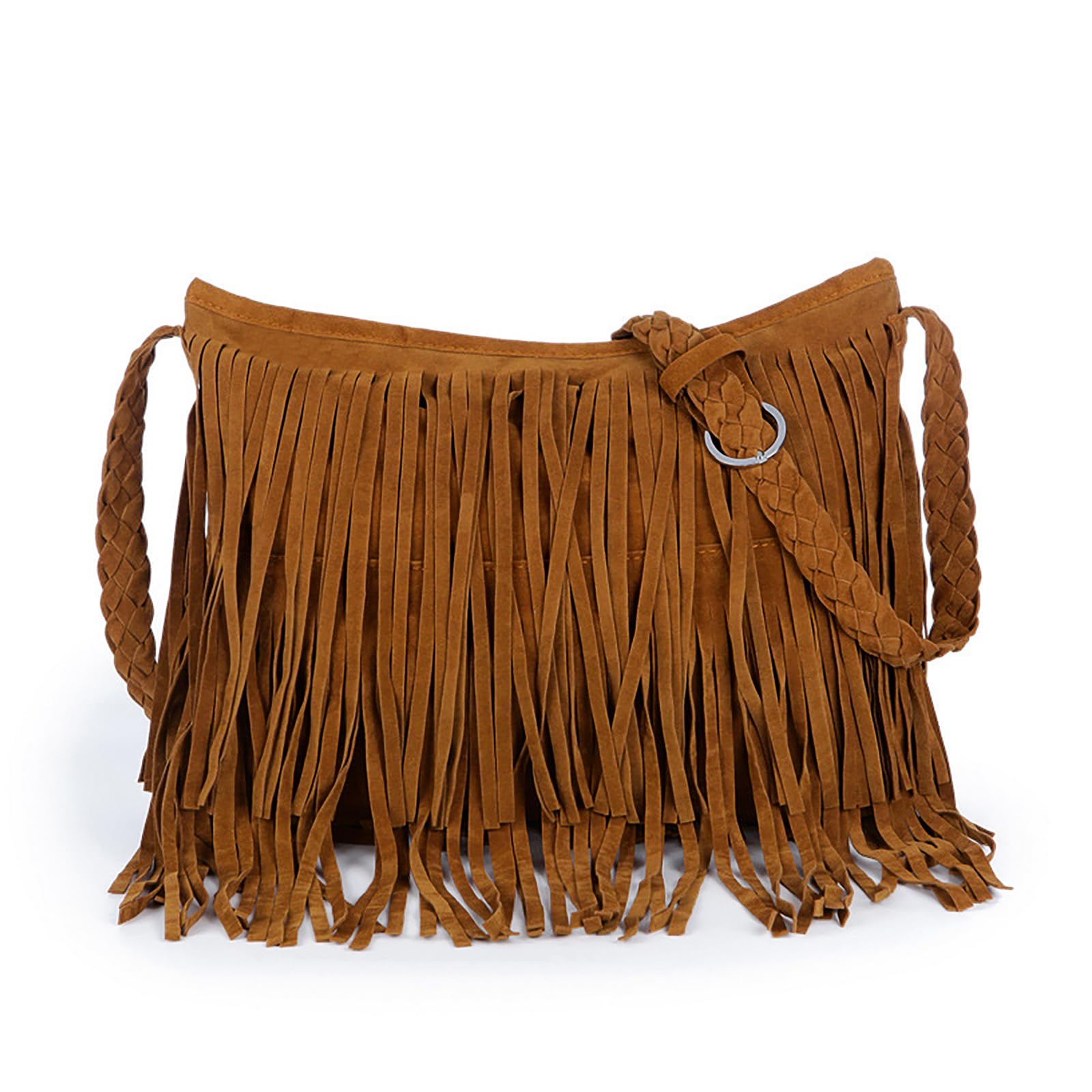 AdiStylinno Fringe Crossbody Handbag Damen, große Quasten Damen Umhängetaschen Multifunktionale Schultertasche mit gewebtem Schultergurt Wildleder Handtasche für tägliche Reisen