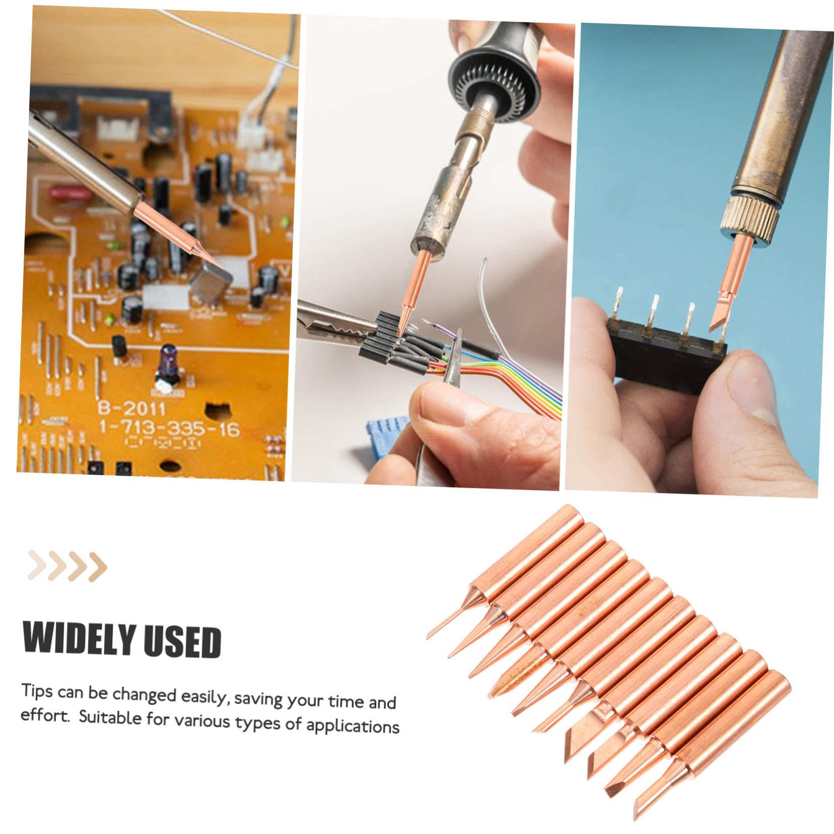 SEWACC 10Pcs Assorted Pure Copper Soldering Iron Tips Replacement Welding Tips for Various Applications Lightweight and Easy to Change for Stable Heat Conduction and