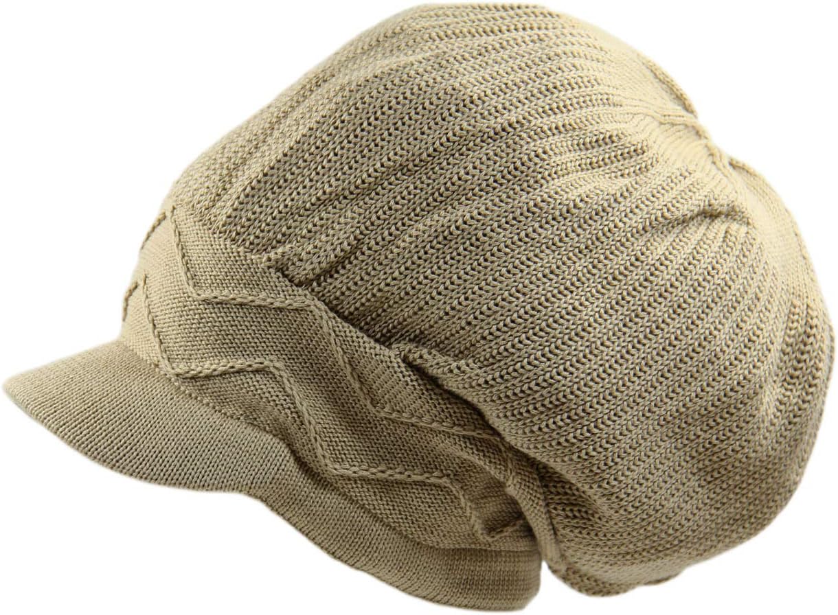 100% Cotton Rasta Dreadlock Wave Beanie Visor (Khaki)