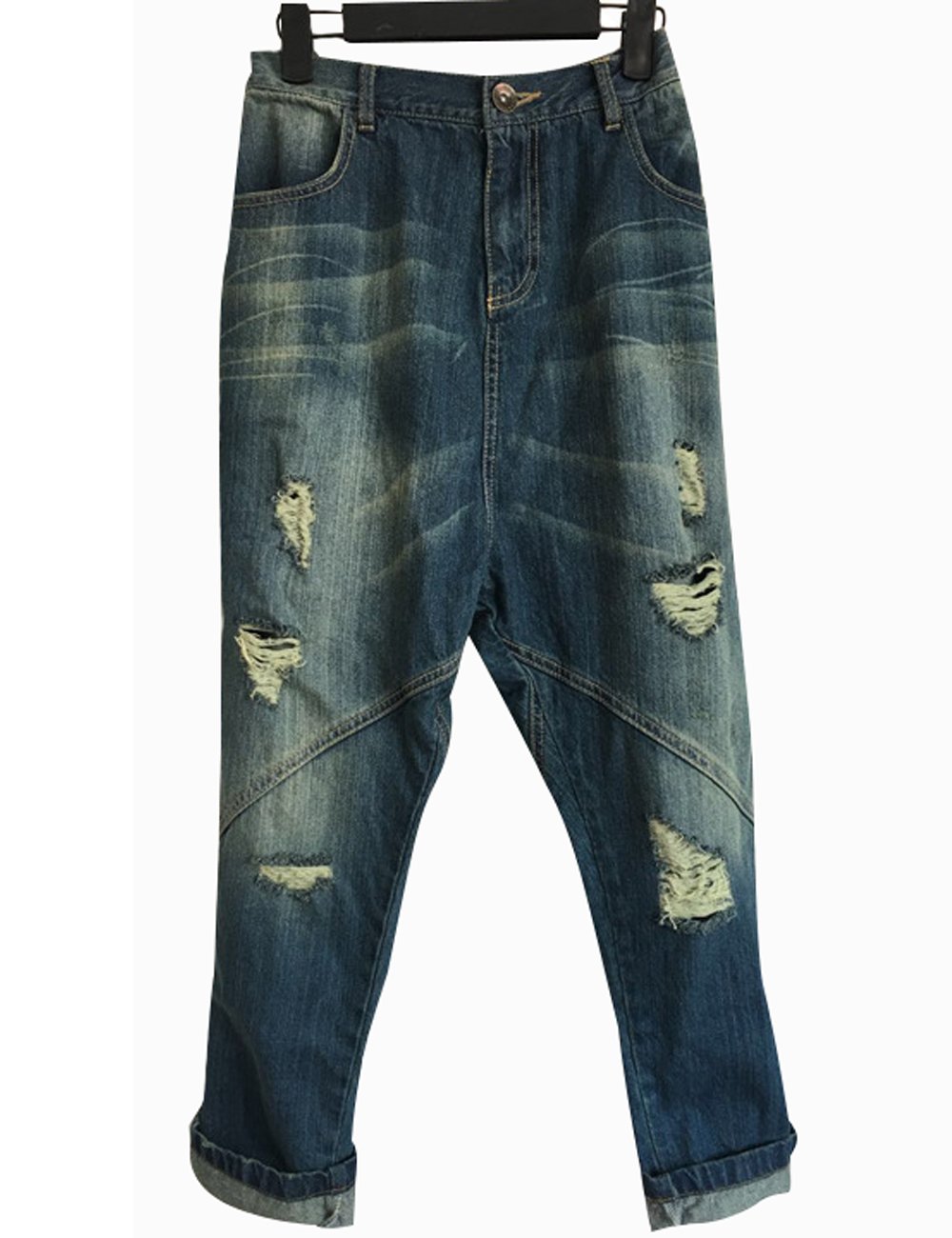 Youlee Jeans da Donna Harem Foro Rotto con Tasche