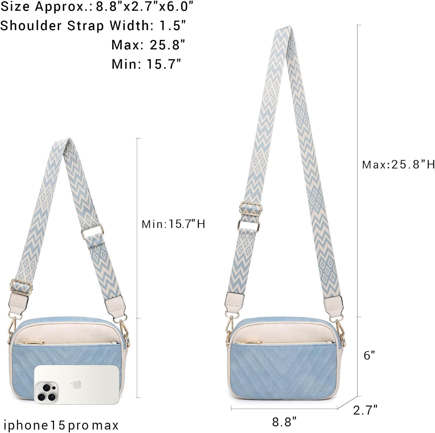 VONMAY Quilted Crossbody Bags for Women Vegan Leather Purses Handbags Small Shoulder Handbags with Wide Strap | casual crossbody bag, Adjustable Strap, Multi-Pocket, lightweight bag, quilted vegan purse, travel crossbody bag