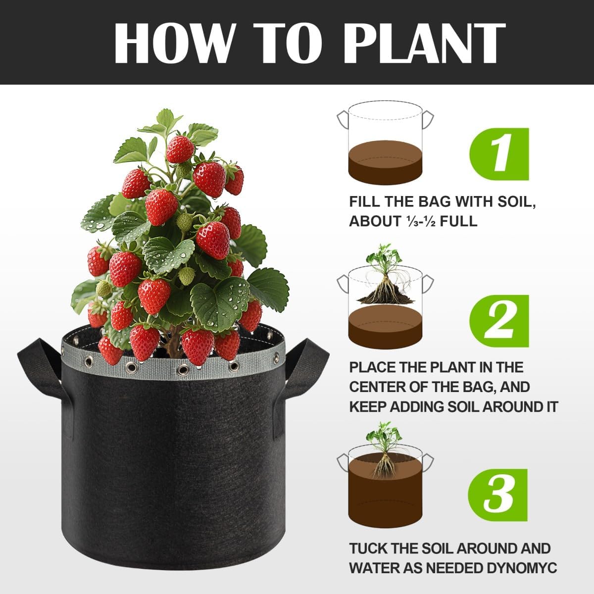 5 Gallon Grow Bags 6 Pack,Fabric Pots 5 Gallon for Healthy Plant Growth - Durable and Reusable Garden Bags to Grow Vegetables,Fruits,and Flowers - Image 4