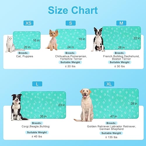 Miniatura 8 de BEAUTYZOO Q-MAX 0.43 - Tapete de enfriamiento mejorado de seda de hielo para perros pequeños, medianos y grandes, tapete reutilizable de verano