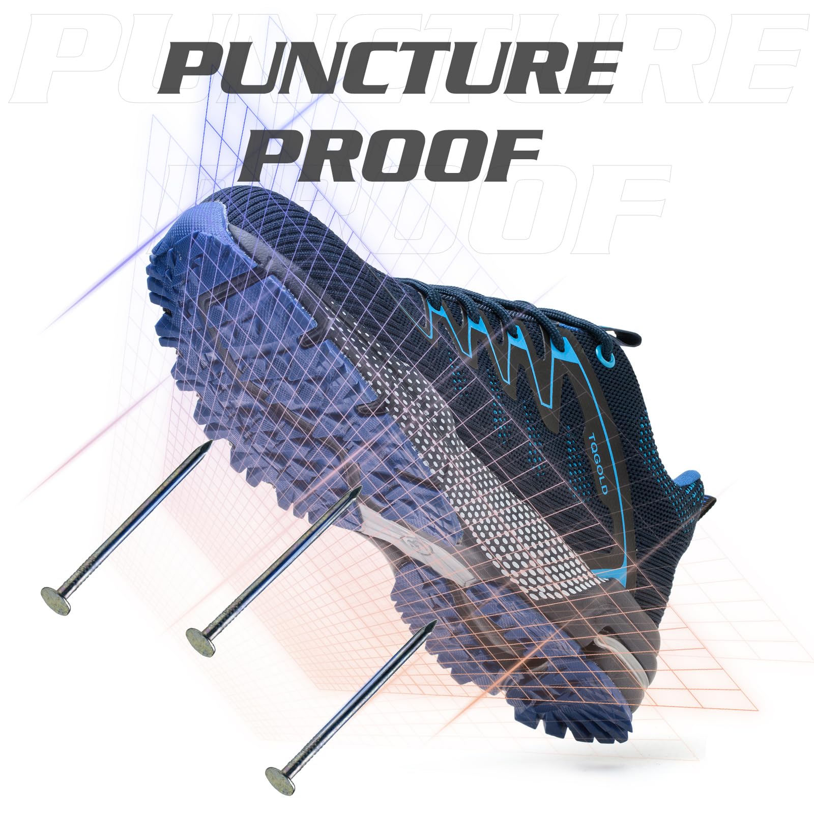 TQGOLD Scarpe Antinfortunistiche Uomo Donna Scarpe da Ginnastica Leggere Antiperforazione Punta in Acciaio Comode Scarpe Sicurezza