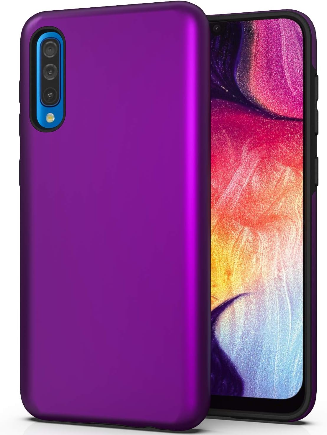 LUCKYCAT Samsung A50 Case,Samsung A50S Case,Samsung A30S Case, Impact Resistant Protective Anti-Scratch Anti-Fingerprint Shockproof Rugged Cover for Samsung A50 SM-A505 6.4 Inch(2019 Version)-Purple